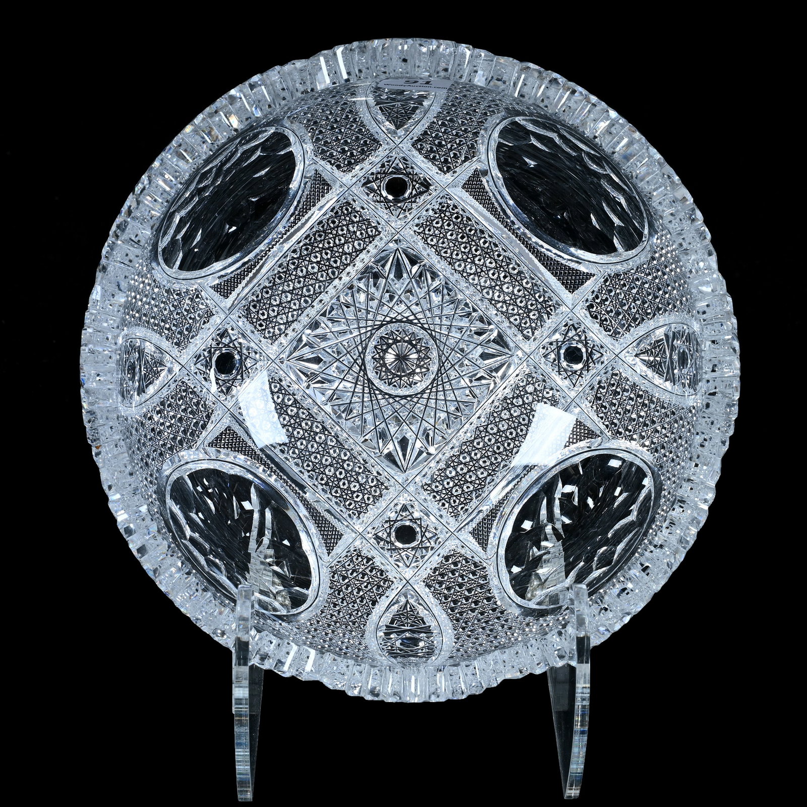 Bowl, American Brilliant Cut Glass, Rose Window Pattern By Meriden: Bowl, American Brilliant Cut Glass, Rose Window Pattern By Meriden, 8 x 8 x 3.5 Inches, Nice Example, 3.8 Pounds, Mitchell Caughman Collection, Colorado. Effective 6/6/26, All LiveAuctioneer Invoices 