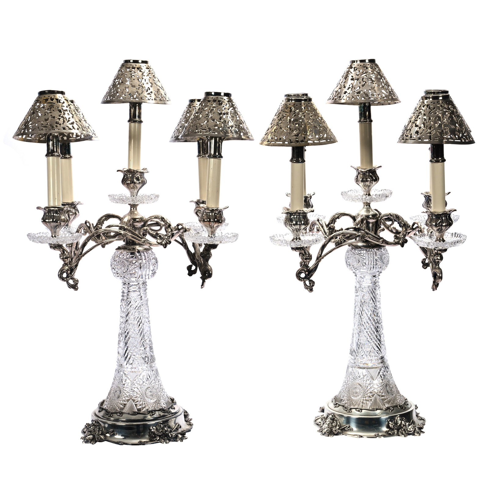 Magnificent Pair Five-Light Candelabra Known As The "Liberace," American Brilliant Cut Glass (1 of 6)