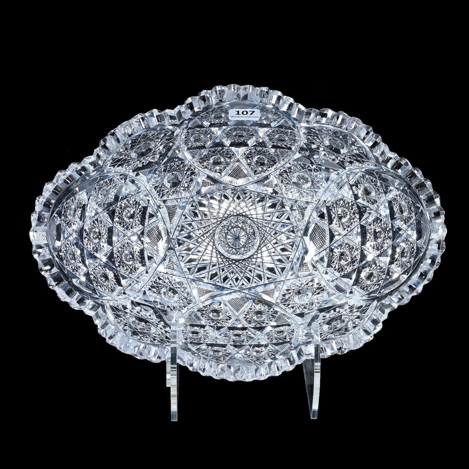 Banana Bowl, American Brilliant Cut Glass, Paris Pattern By Nelson: Banana Bowl, American Brilliant Cut Glass, Paris Pattern By Nelson, 11.5 x 8.25 x 4.5 Inches, 4.2 Pounds, Mitchell Caughman Collection, Colorado. Effective 6/6/26, All LiveAuctioneer Invoices Must Be 