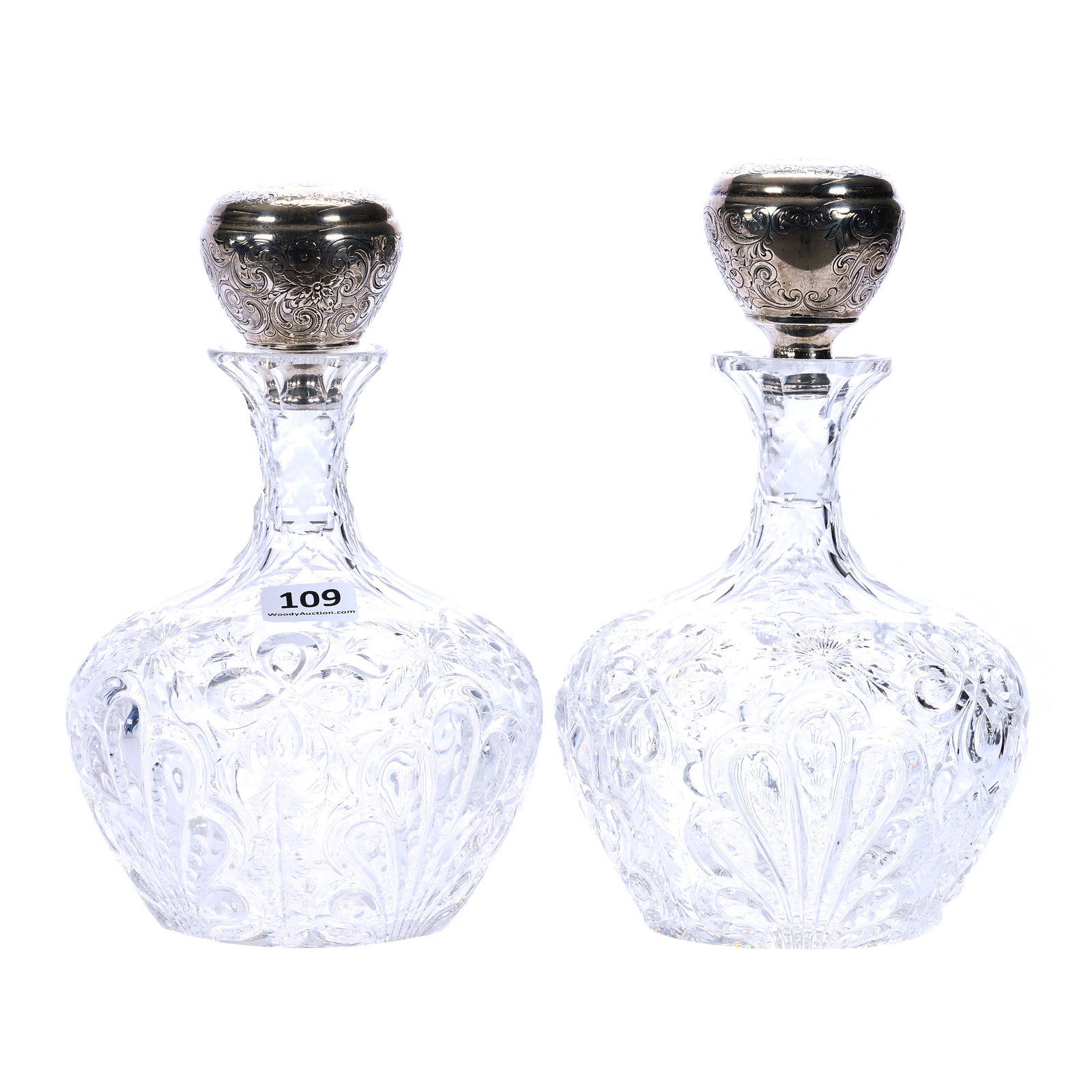(2) Decanters, American Brilliant Cut Glass, Signed Hawkes (1 of 5)