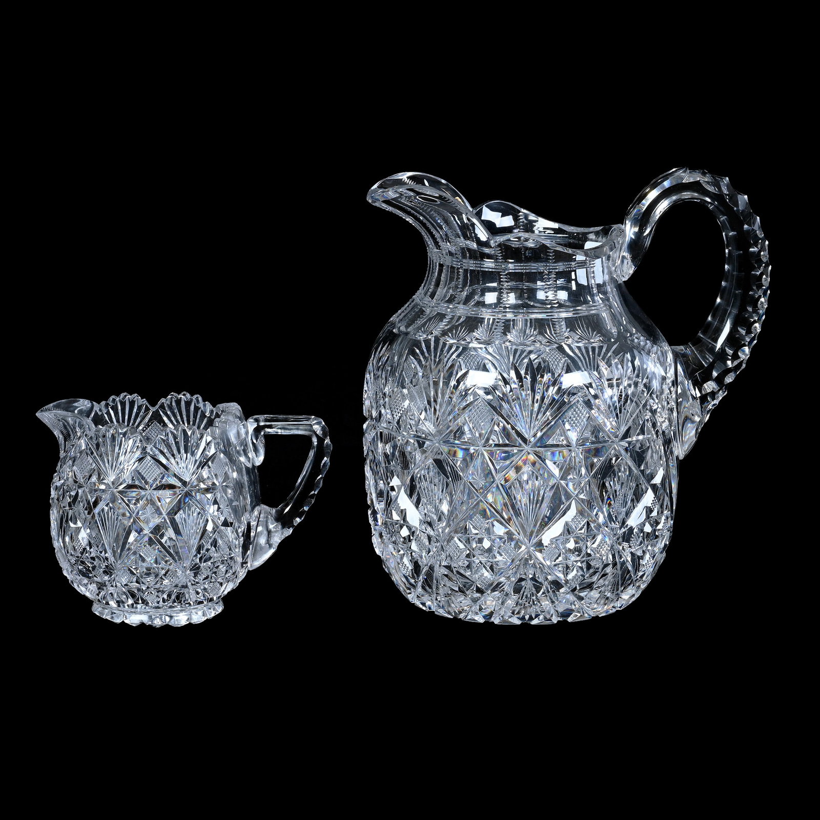 (2) Jugs, American Brilliant Cut Glass, Brazilian Pattern By Hawkes (1 of 3)