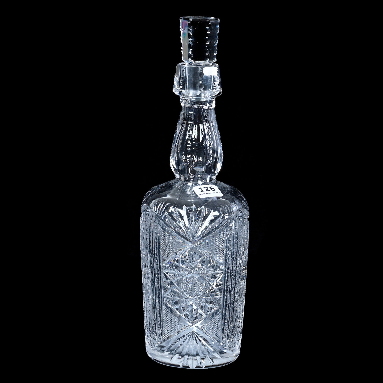 Whiskey Bottle, American Brilliant Cut Glass, Cornell Pattern By Taylor Bros. (1 of 3)