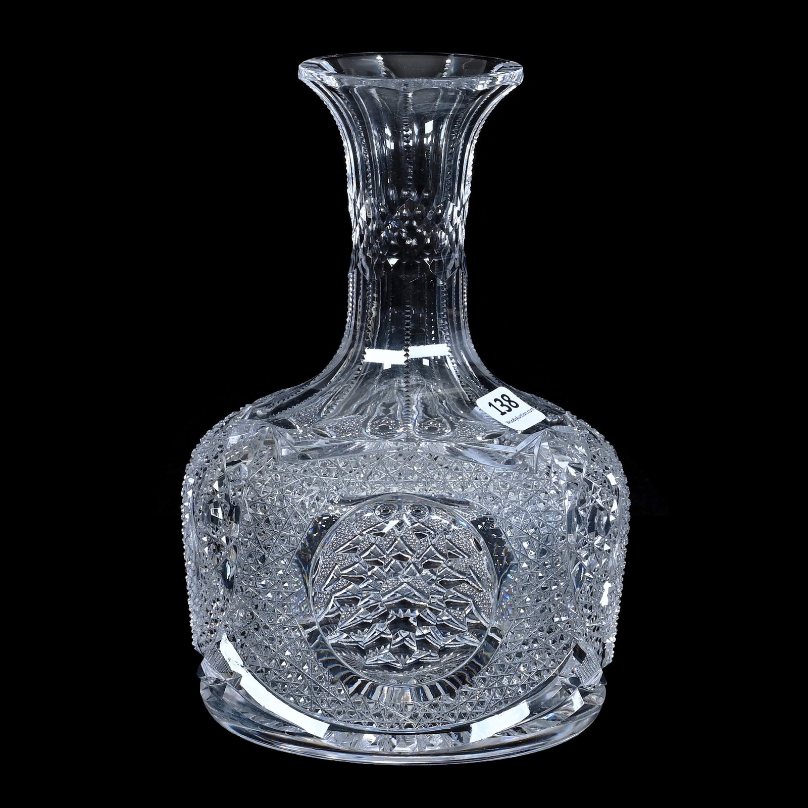 Water Carafe, American Brilliant Cut Glass, Rose Window Pattern By Meriden (1 of 3)