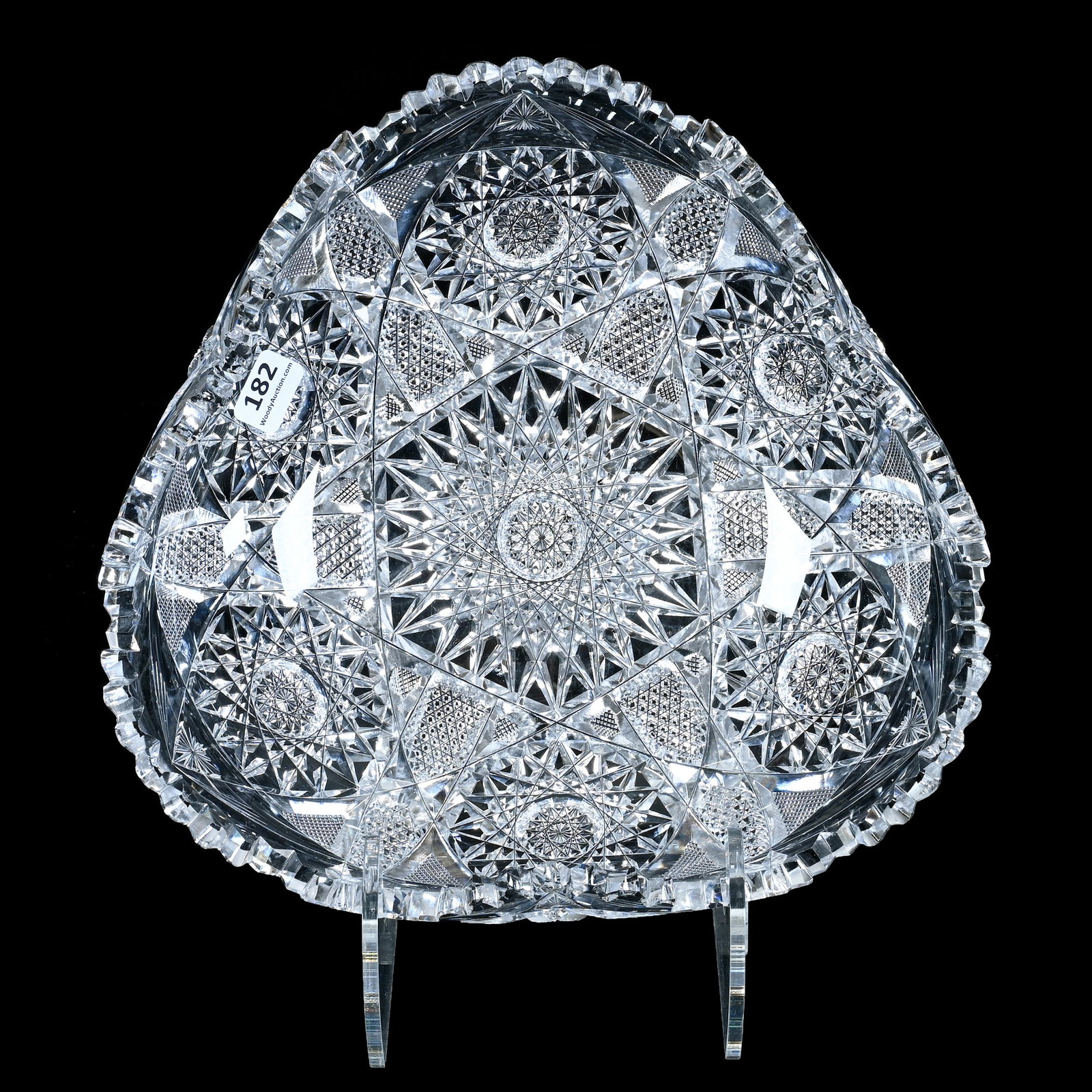 Tri-Corner Bowl, American Brilliant Cut Glass, Argo Pattern By Empire (1 of 4)