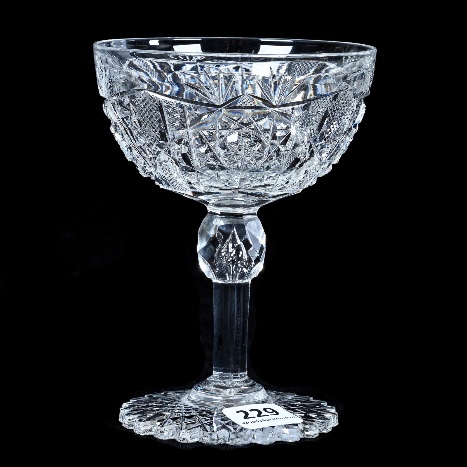Champagne Stem, American Brilliant Cut Glass, Signed J. Hoare, Acme Pattern (1 of 3)