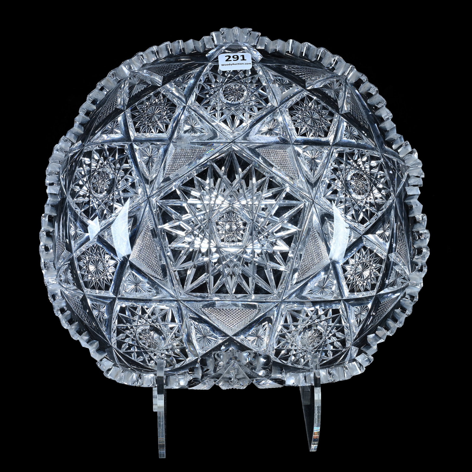 Fold Over Bowl, American Brilliant Cut Glass, Signed Libbey, Colonna Pattern (1 of 5)