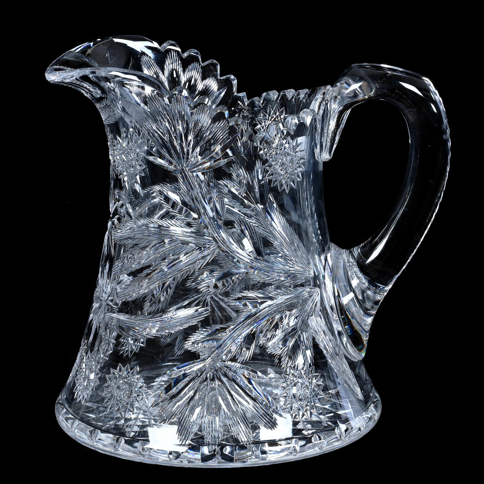 Water Pitcher, American Brilliant Cut Glass, Signed Libbey, Orient Pattern (1 of 3)
