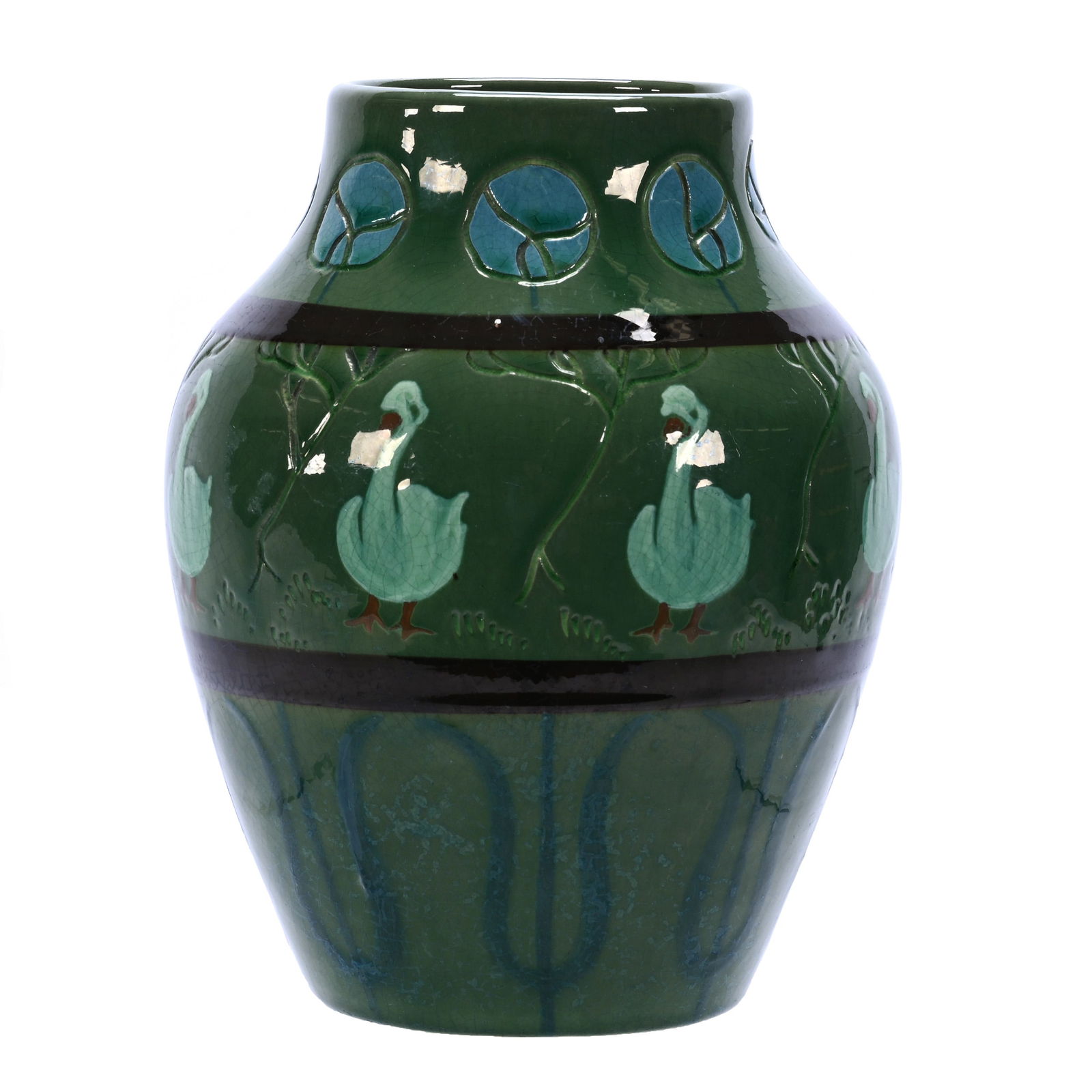 Vase, Marked Weller Faience Art Pottery Designed By Frederick Rhead (1 of 3)