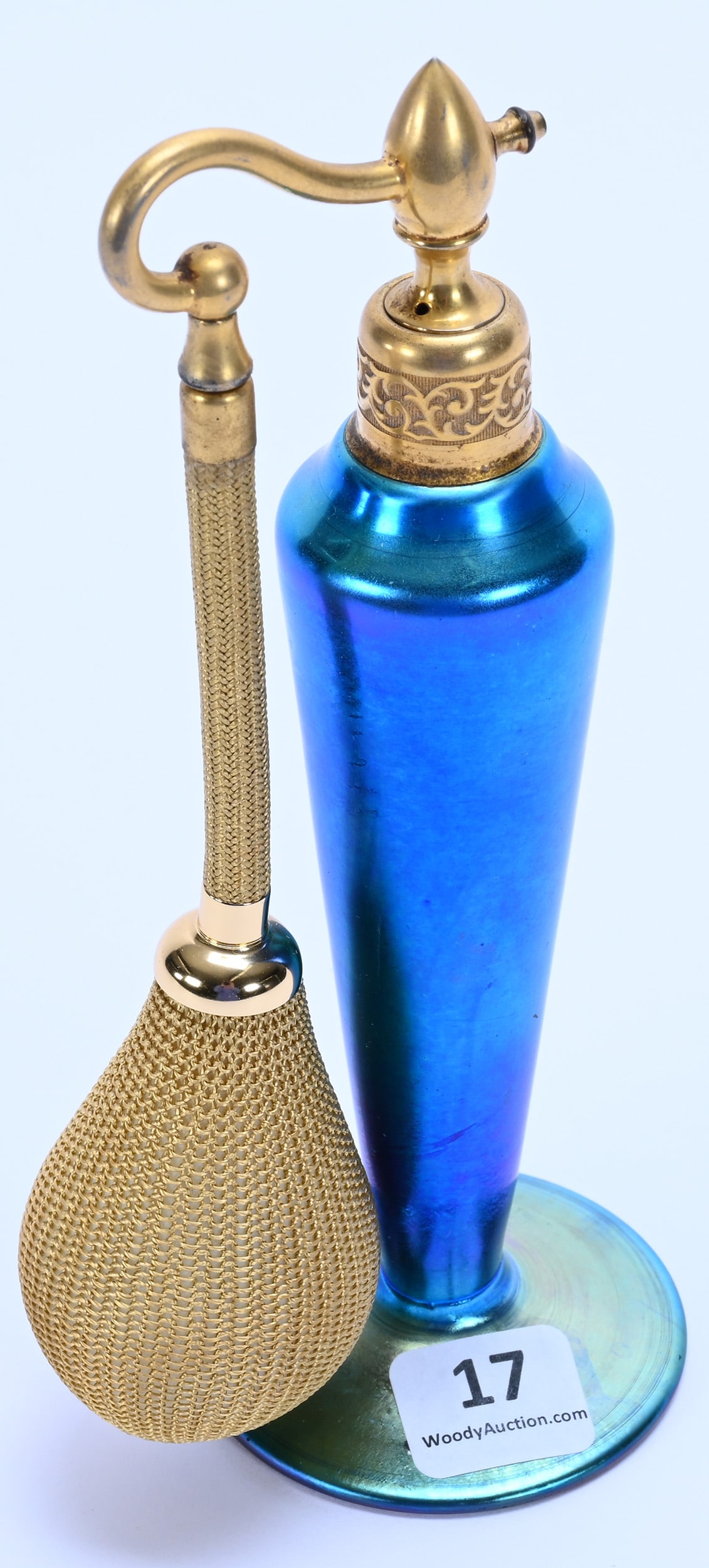 Atomizer, Marked Devilbiss, Blue Steuben Aurene Body - 2