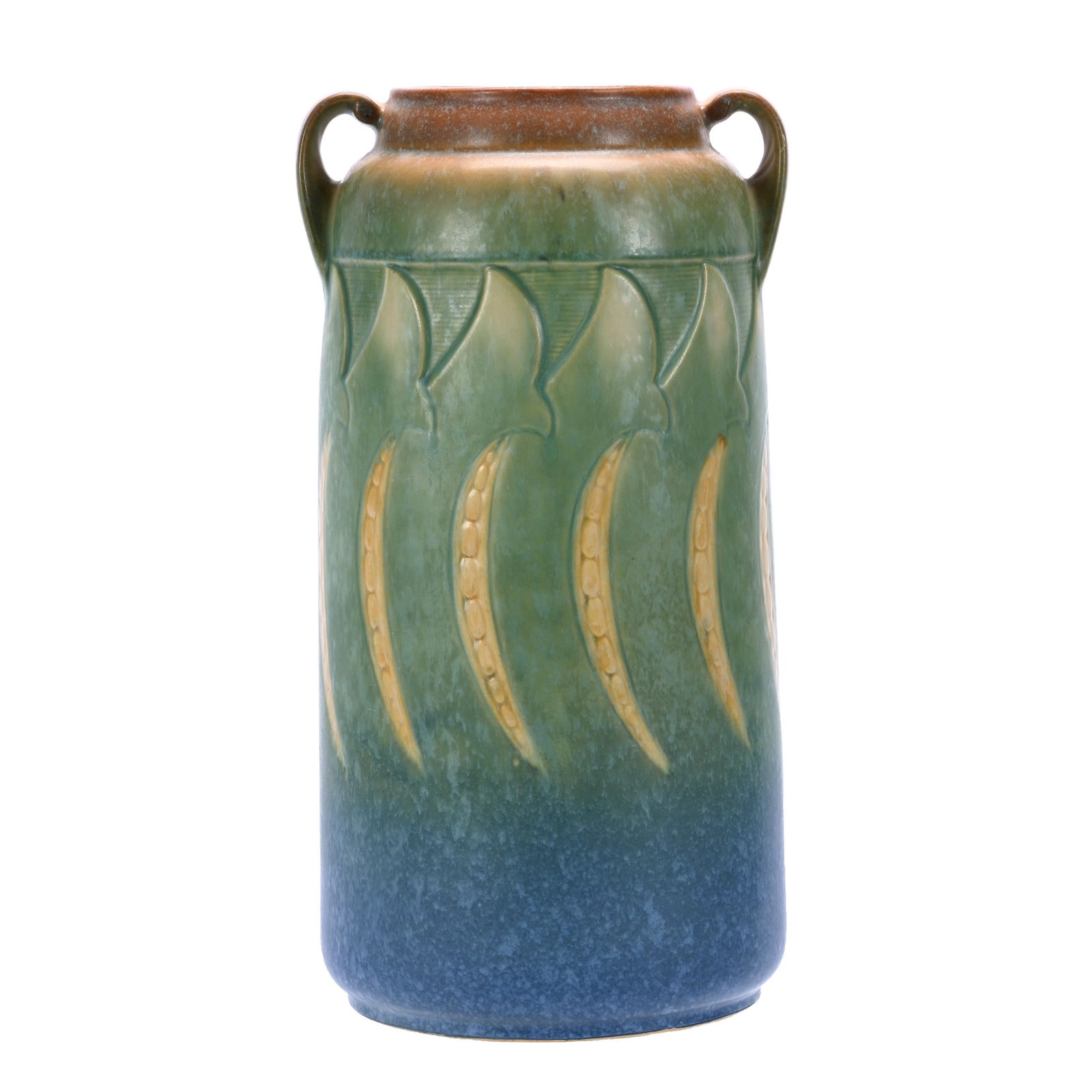 Two Handled Vase, Unmarked Roseville Art Pottery, Falline Pattern (1 of 4)