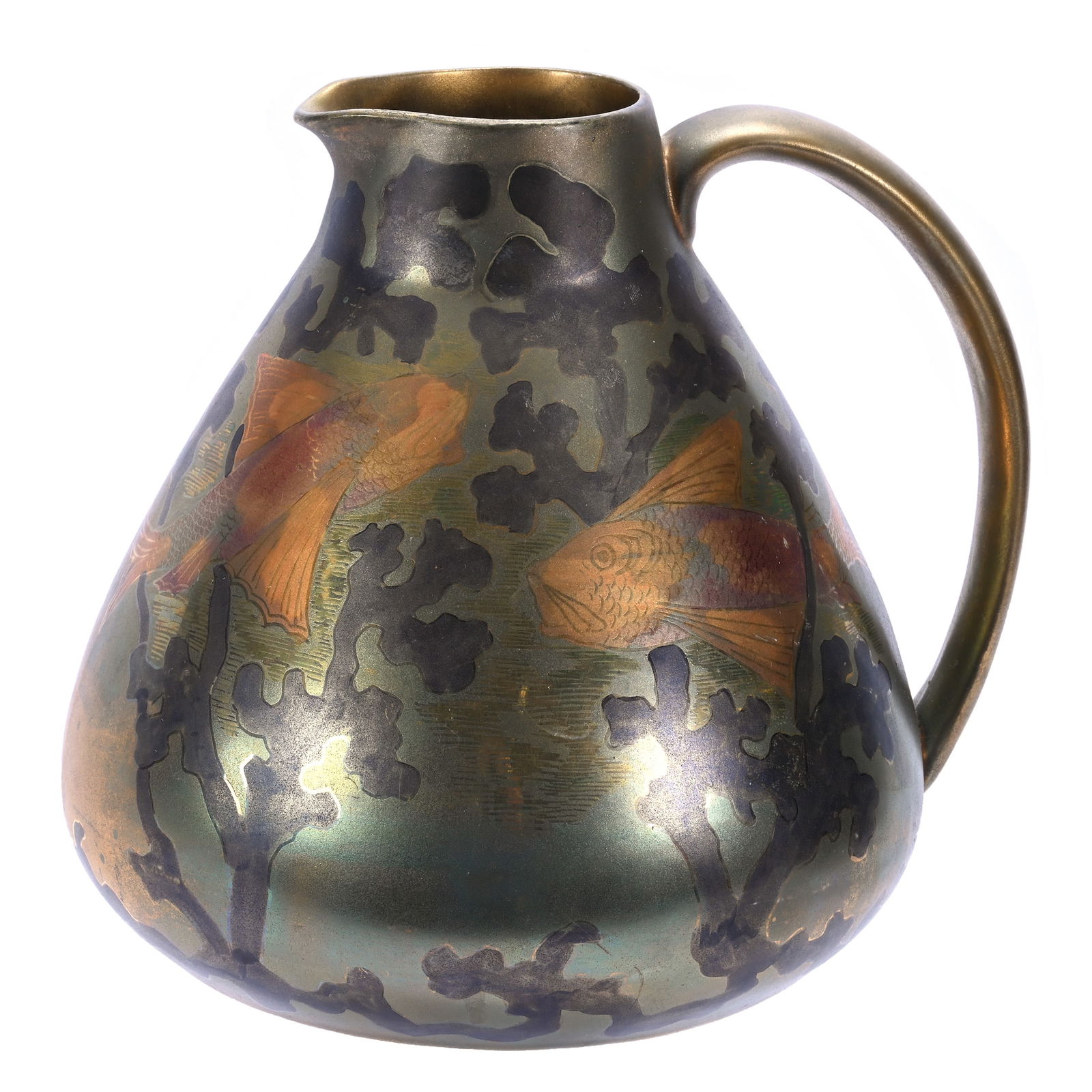 Tapered Pitcher, Unmarked American Art Pottery, Attributed To Owens, Opalesce Line (1 of 5)
