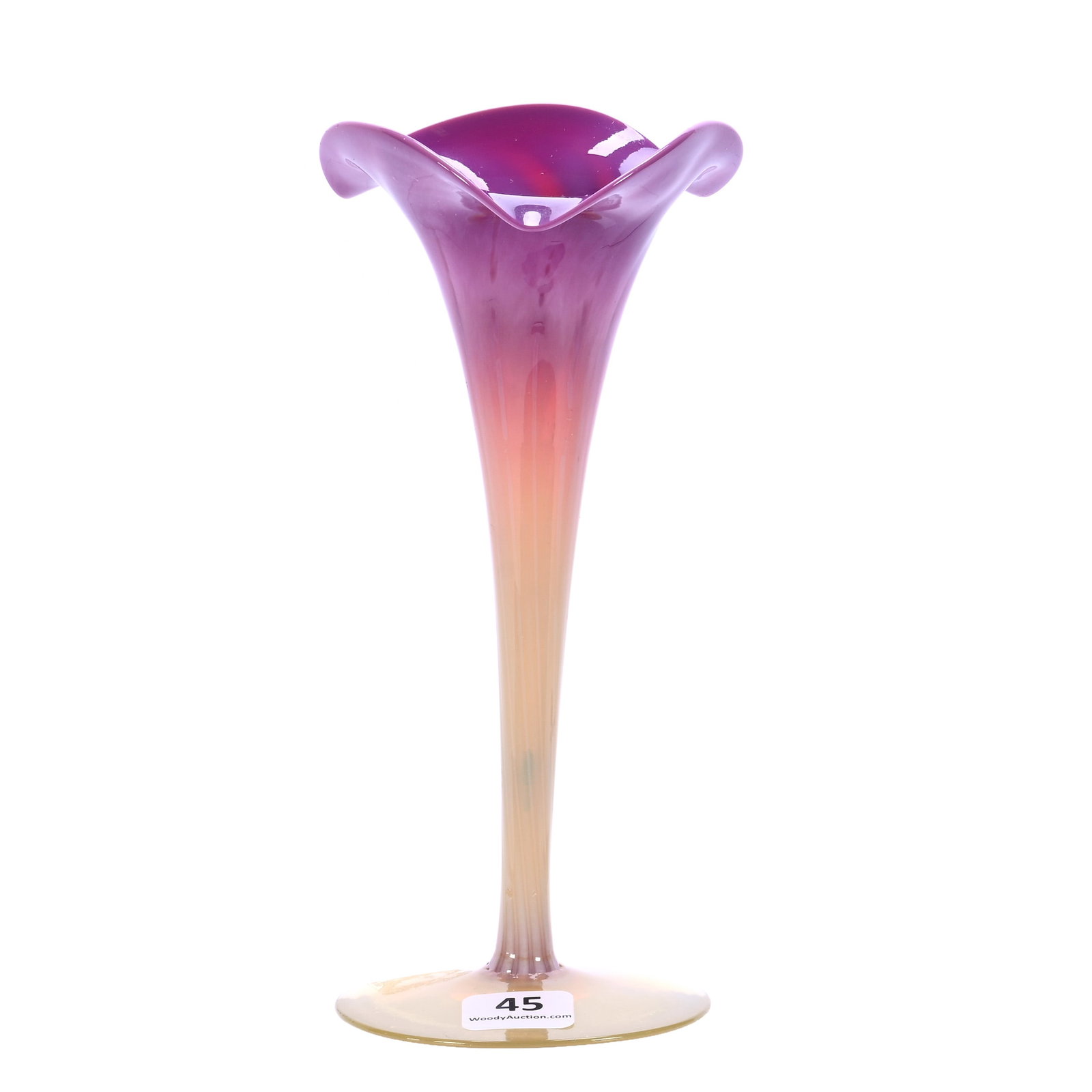 Trumpet Vase, Extremely Rare Plum Plated Amberina Art Glass By New England (1 of 5)