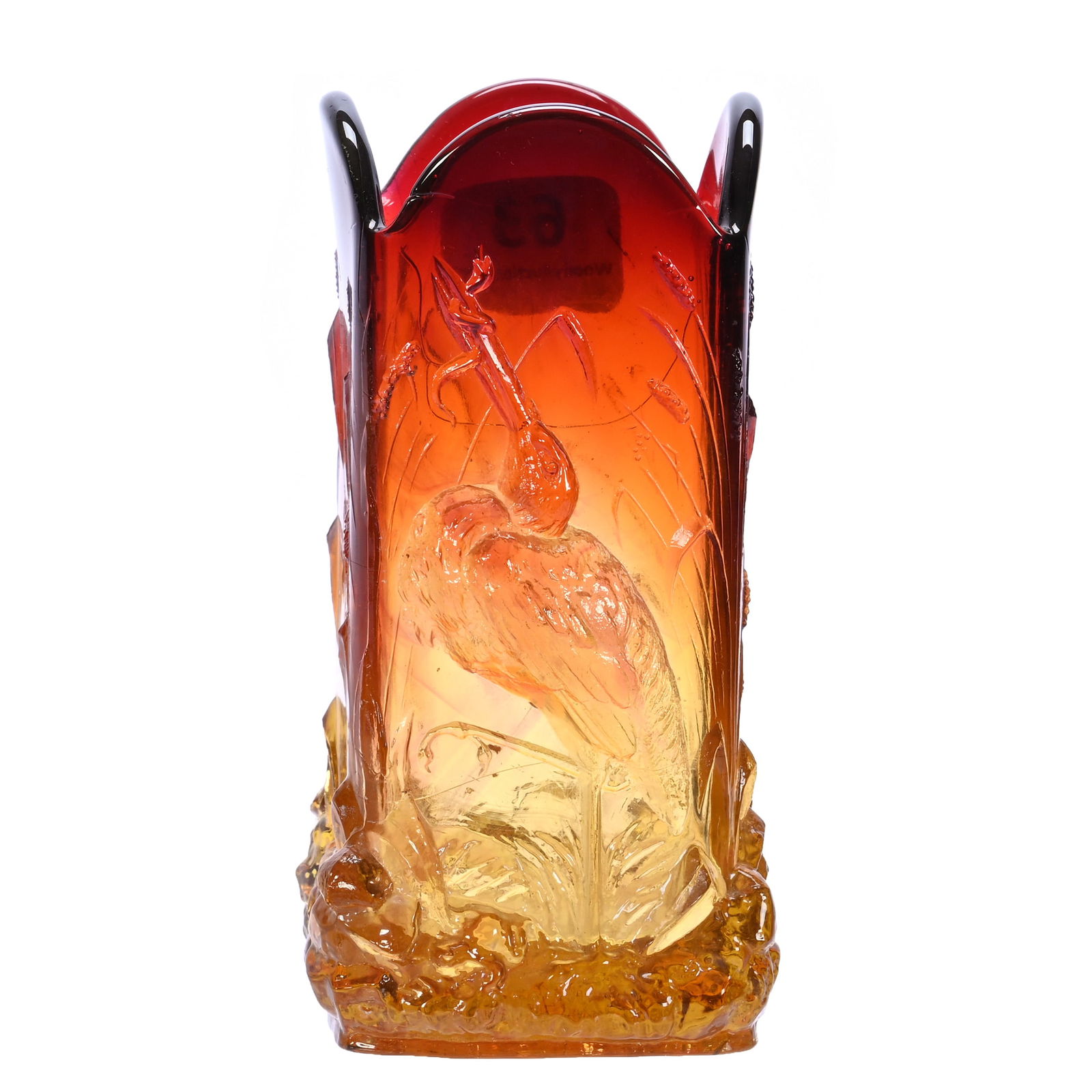 Stork Vase, Amberina Art Glass By New England (1 of 3)