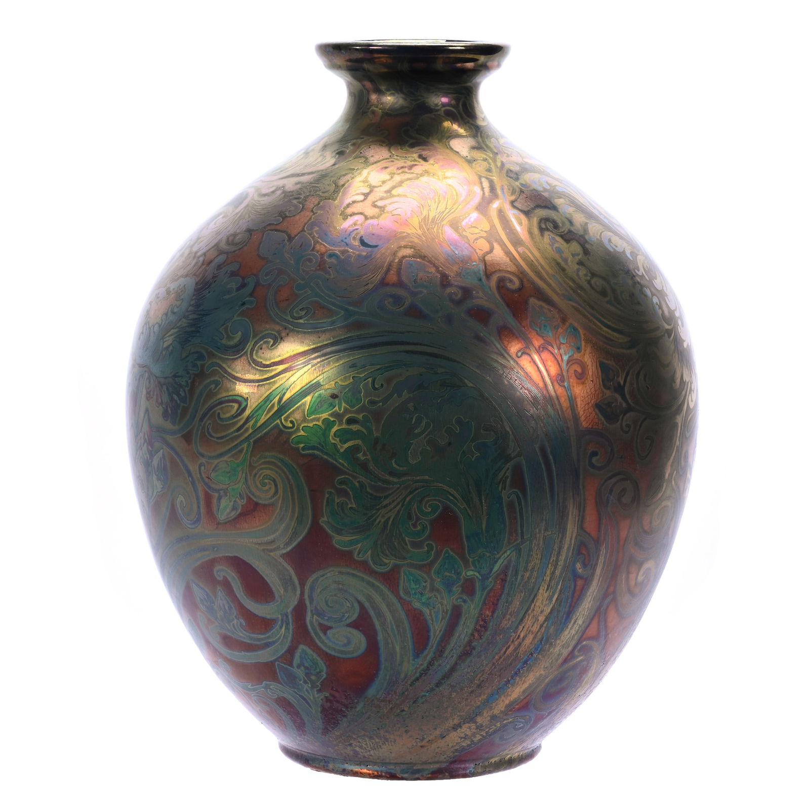 Bulbous Vase, Marked Weller Sicard Art Pottery (1 of 5)