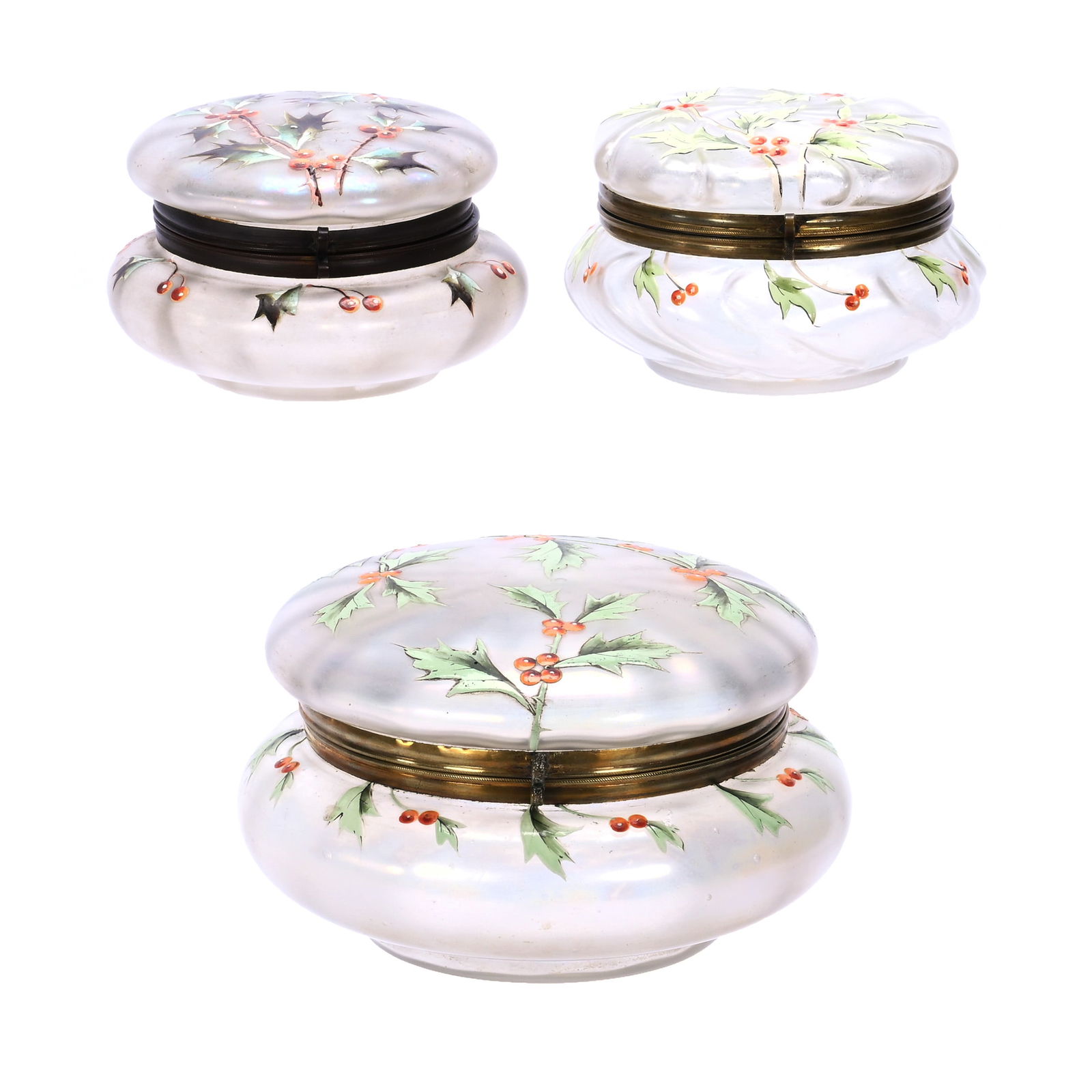 3 Art Glass Jewel Boxes Attributed To C.F. Monroe (1 of 3)