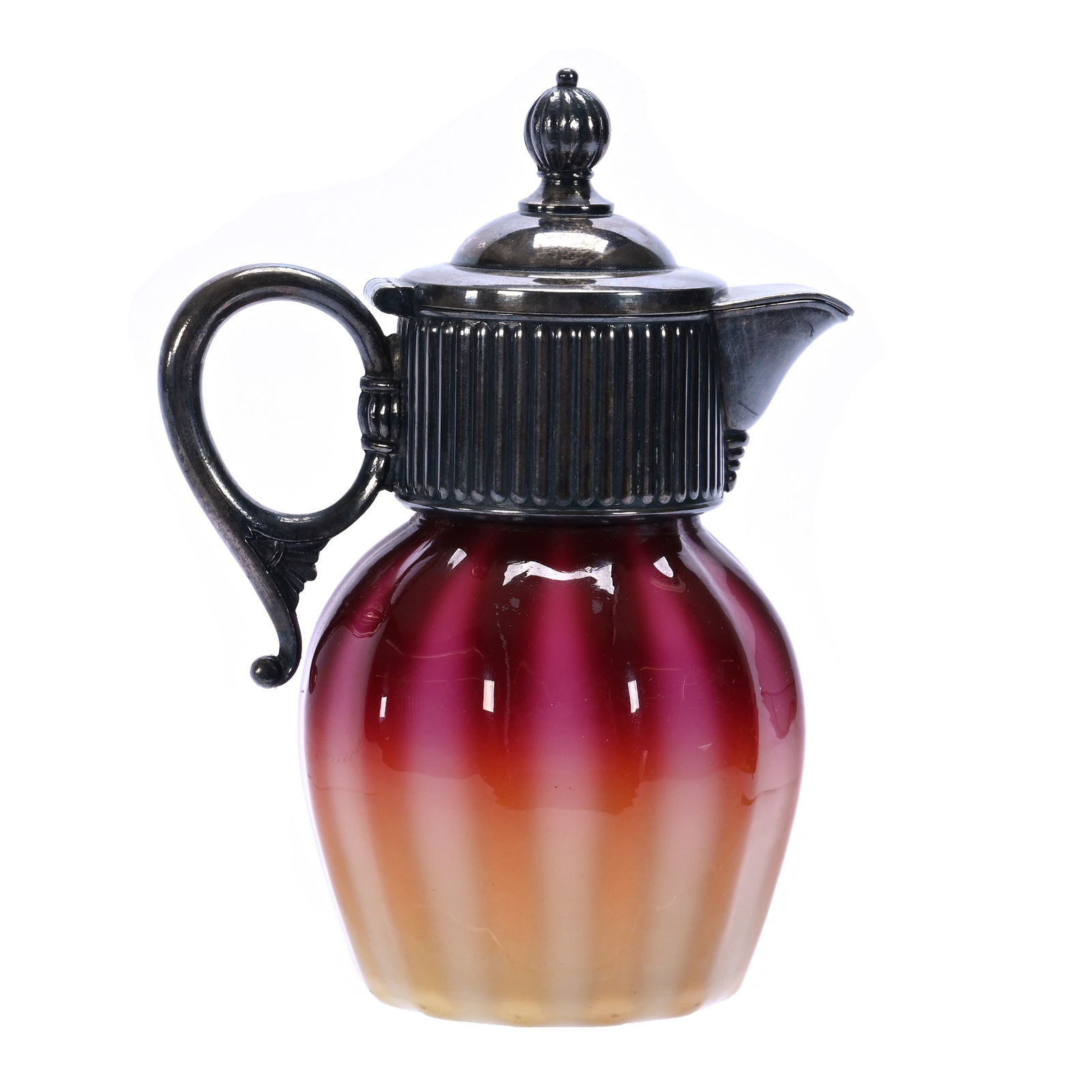 Syrup Pitcher, Plated Amberina Art Glass By New England (1 of 3)