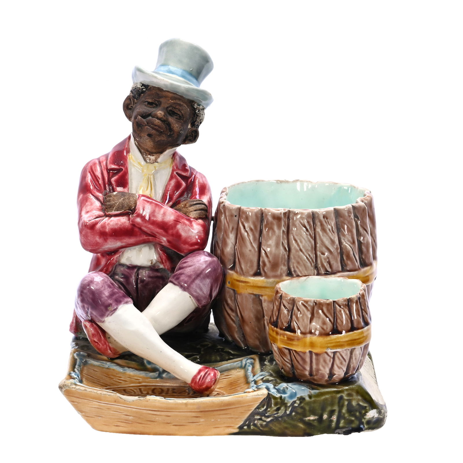 Figural Smoke Set, Unmarked Majolica (1 of 7)