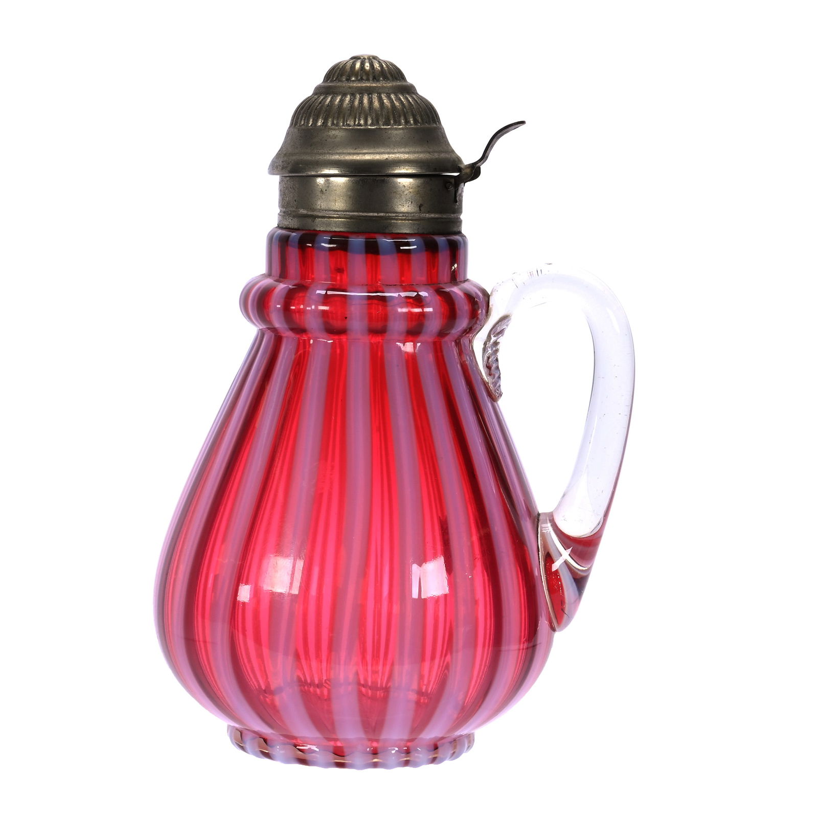Syrup, Cranberry Opalescent Stripe - Metal Flip Lid (1 of 3)
