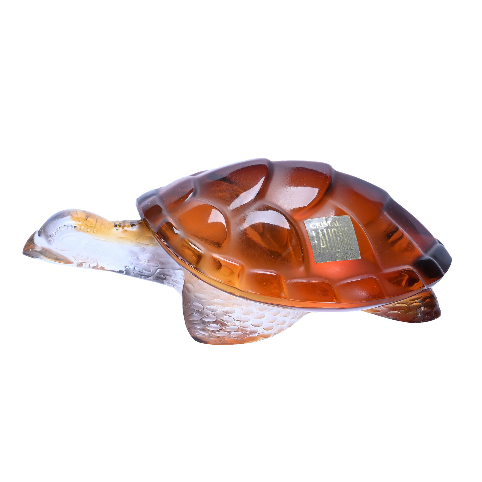 Figural Paperweight, Signed Lalique France Amber Turtle (1 of 4)