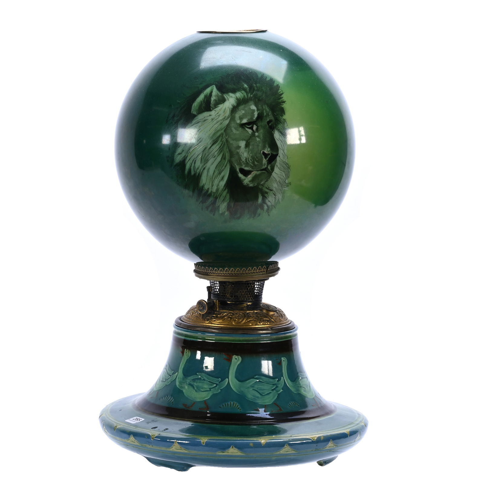 Oil Lamp, Marked Weller Rhead Faience Art Pottery (1 of 4)