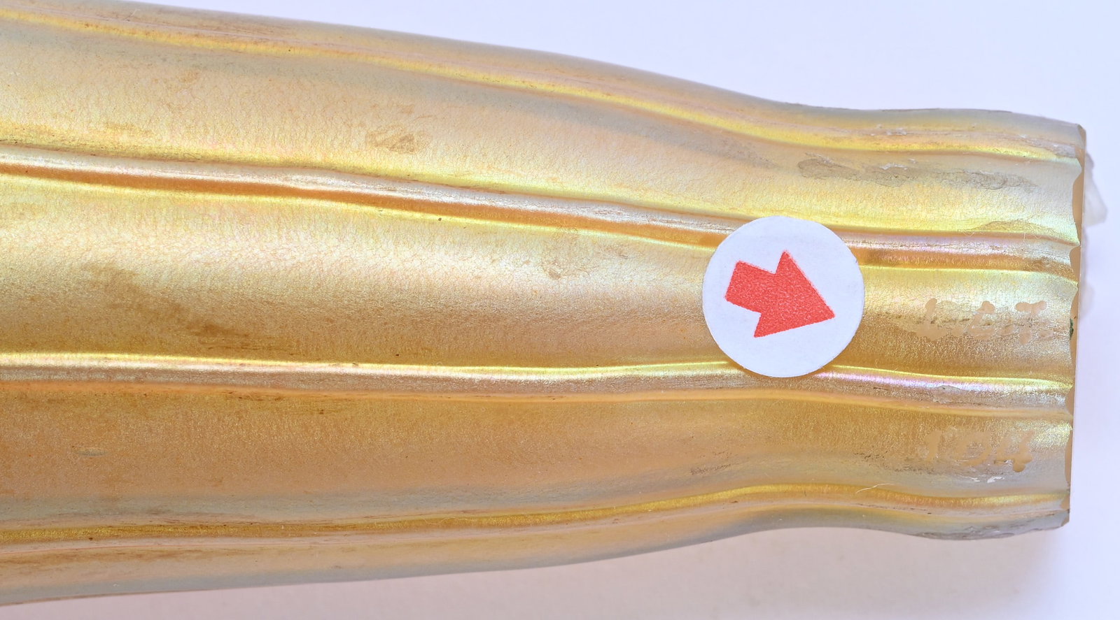 Desk Lamp Marked Tiffany Studios #1064, Six Iridescent Art Glass Ribbed Light Shades - 3