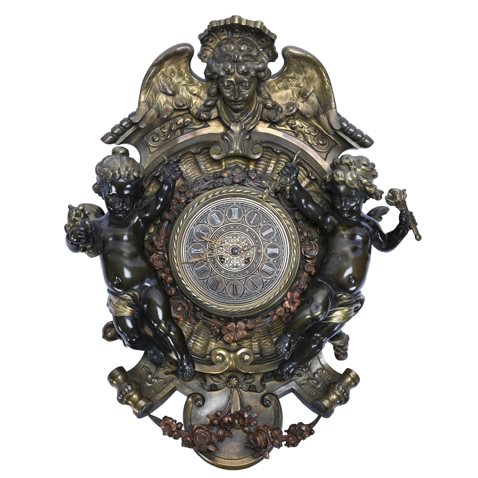 Cartel Wall Clock Marked Gustav Becker, Solid Bronze 19th Century (1 of 6)