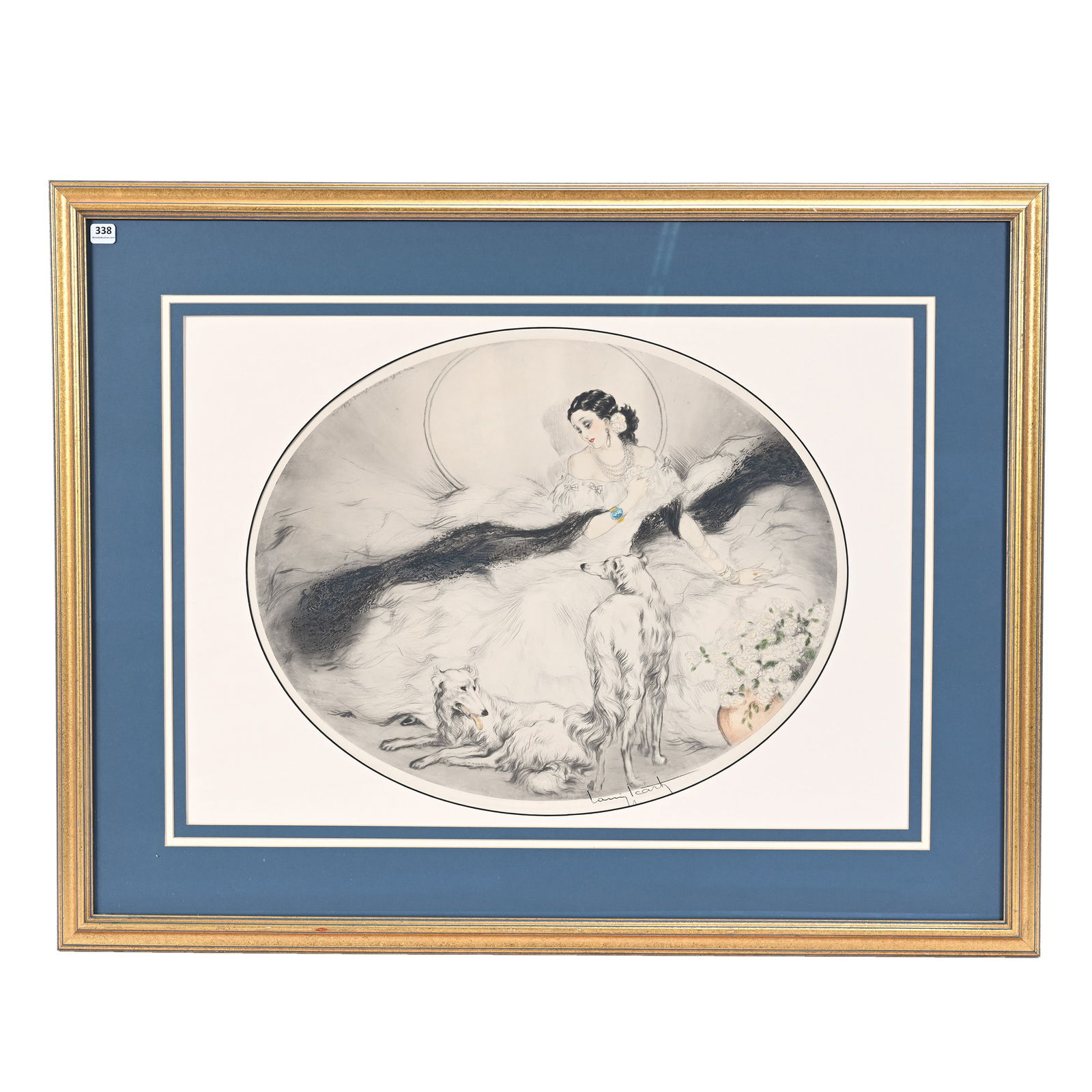 Framed Lithograph Etching Signed Louis Icart Titled "Lady Of The Camelias", Dated 1937 (1 of 4)