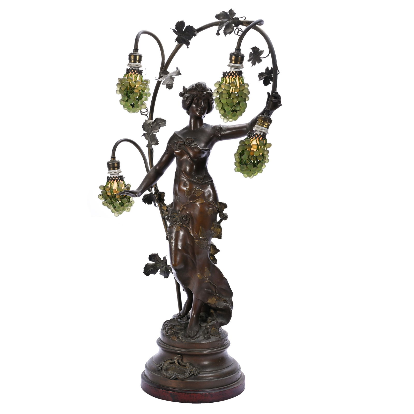 Figural Metal Table Lamp, Art Nouveau Design Titled "Fruits D'Automne" (1 of 8)