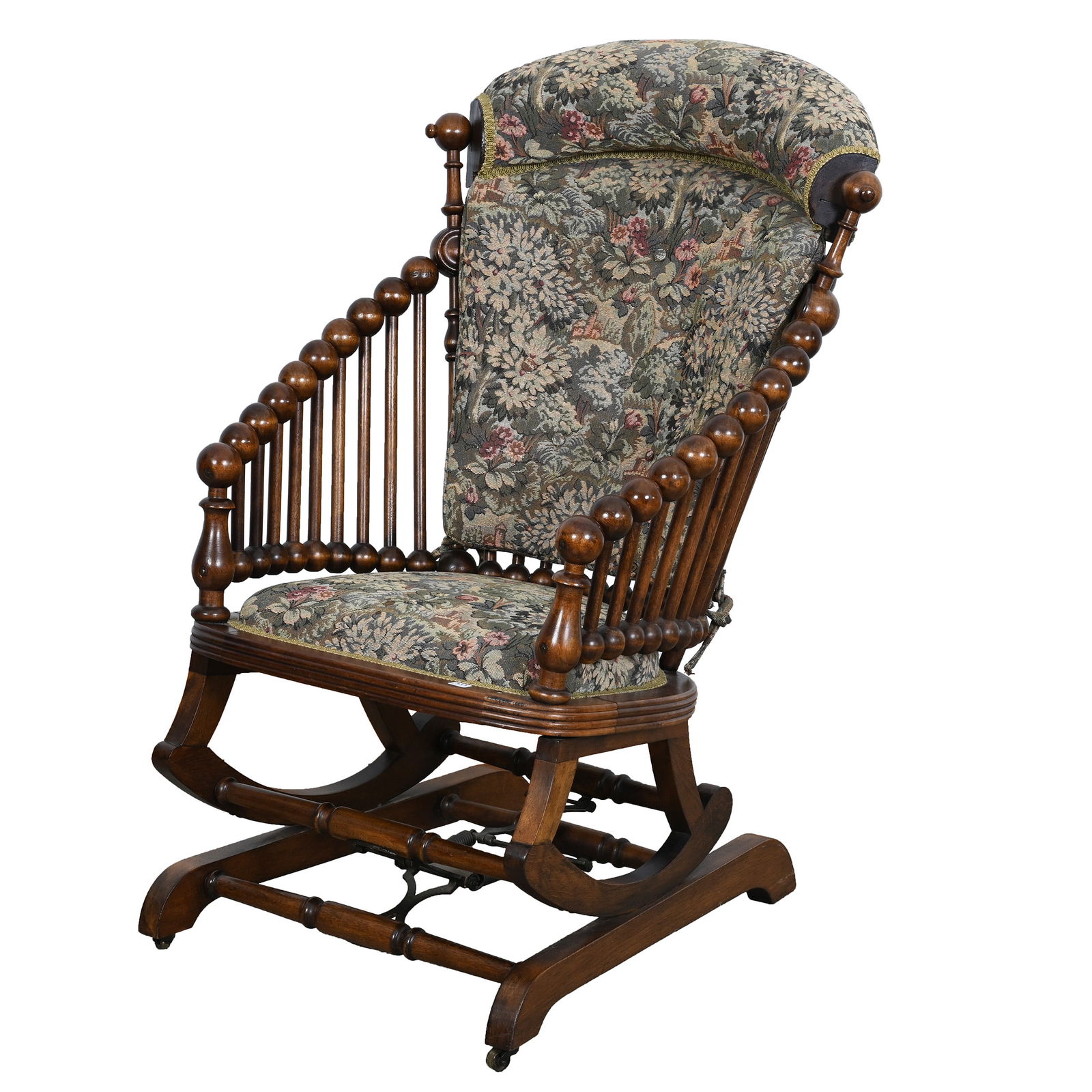 George Hunzinger Lollipop Platform Rocker, Believed To Be Oak: Furniture - George Hunzinger Lollipop Platform Rocker Chair, Believed To Be Oak, 40 x 24.5 x 26.5 Inches, Very Nice Quality, Fantastic Example, 35.2 Pounds, Woody Auction Cannot Ship This Item, It Mus