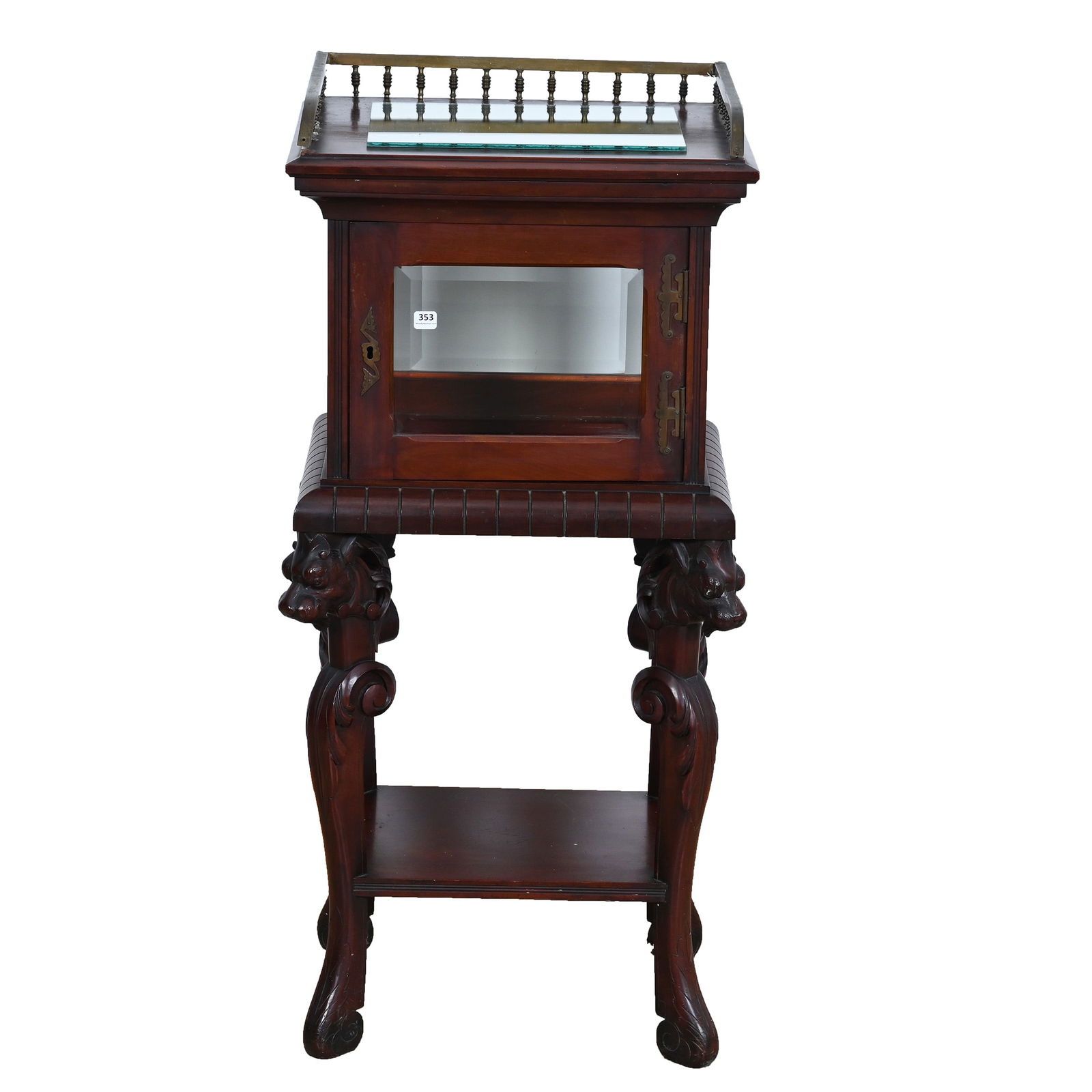 Display Cabinet, Mahogany With Carved Lions Heads (1 of 4)