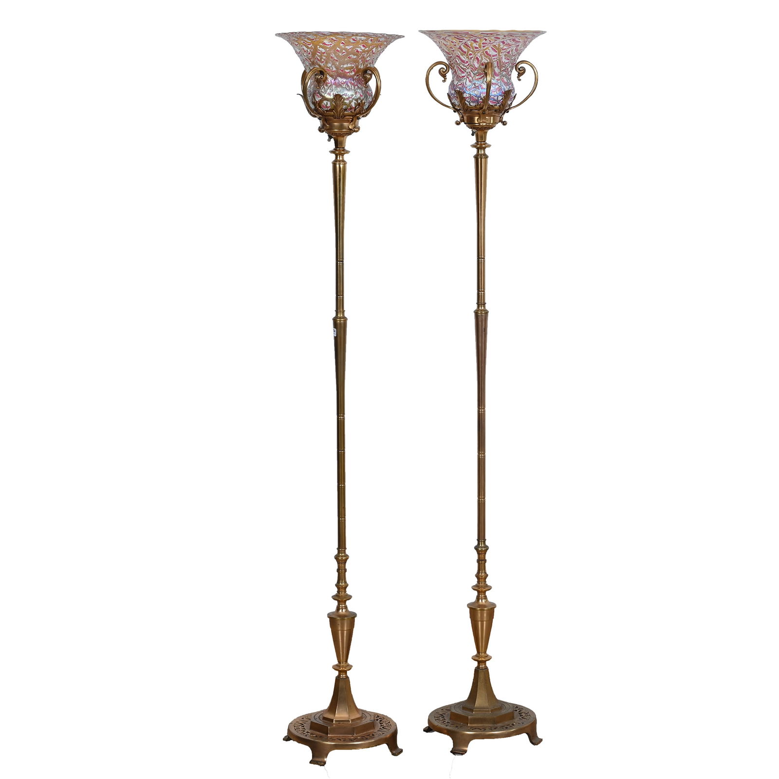 Pair Durand Art Glass Torchiere Floor Lamps (1 of 4)