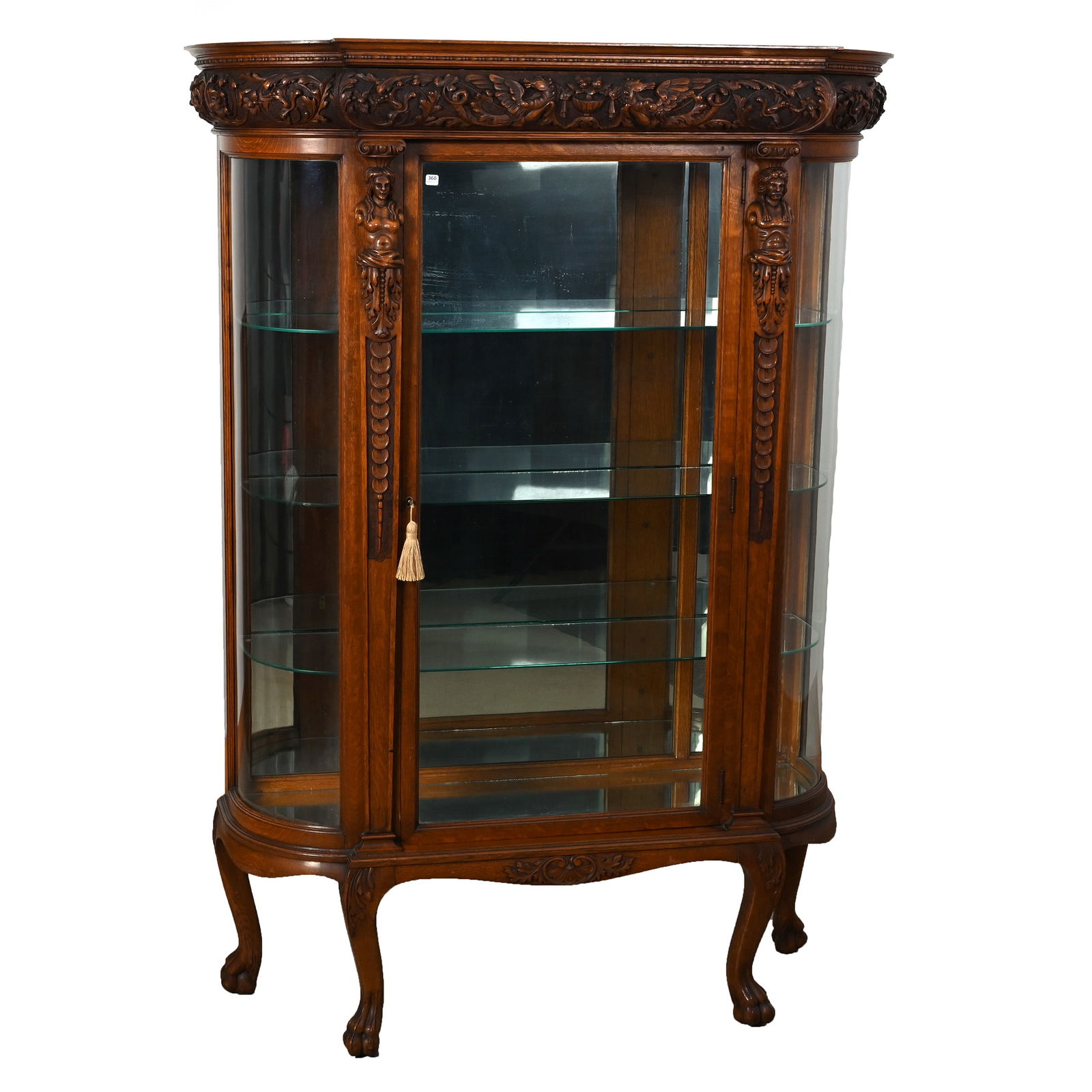 China Cabinet, Oak By R. J. Horner, King & Queen Carved Pillars (1 of 5)