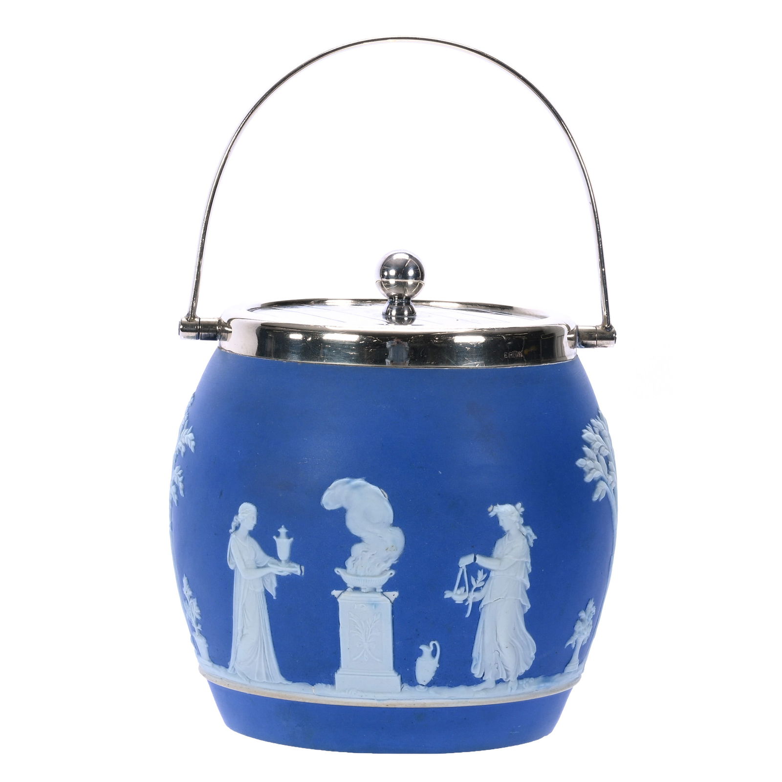 Biscuit Jar, Marked Wedgwood, Classic Blue And White (1 of 5)