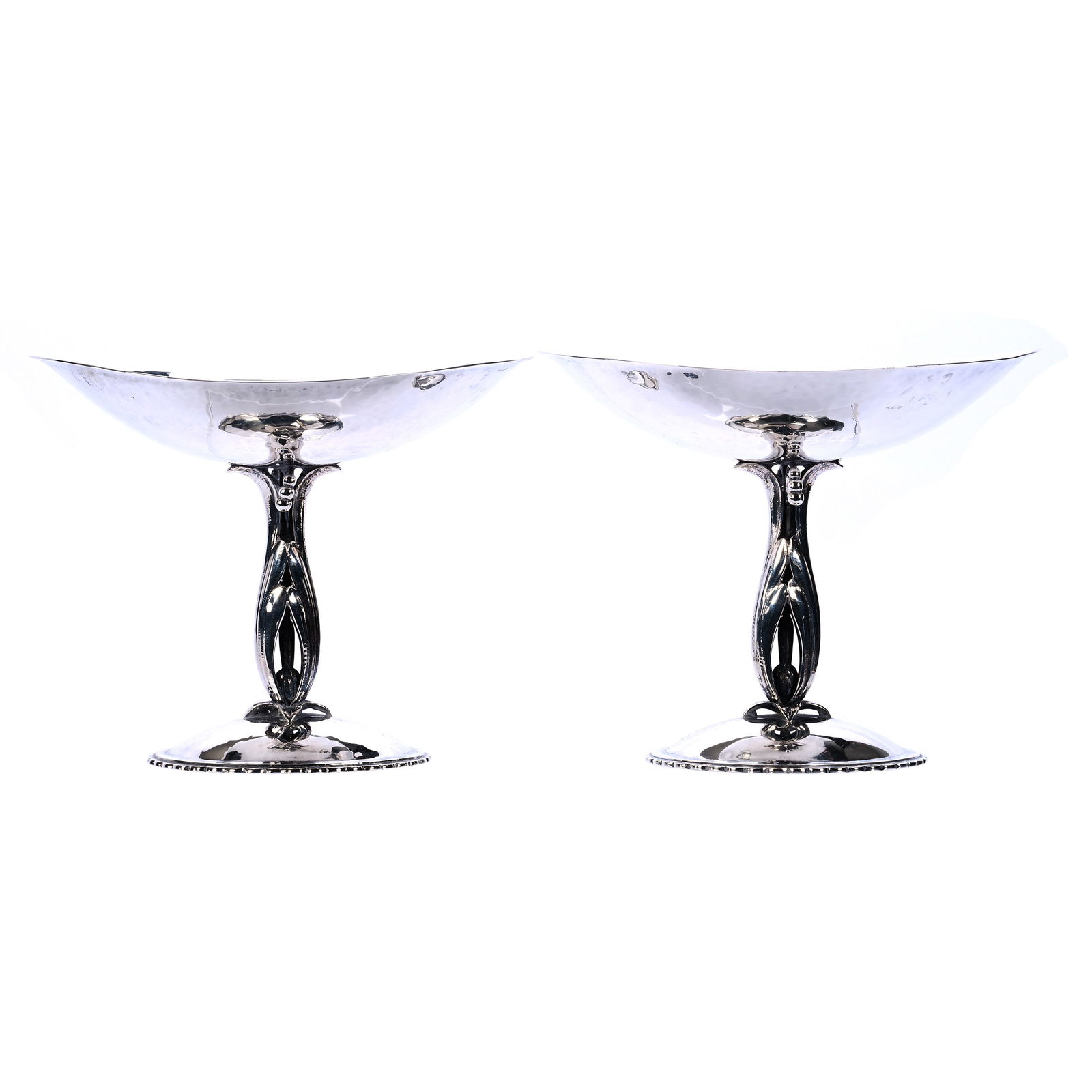 Pair Compotes, Marked Cellini Craft, Hand Wrought Sterling Silver, Model #S41 (1 of 4)