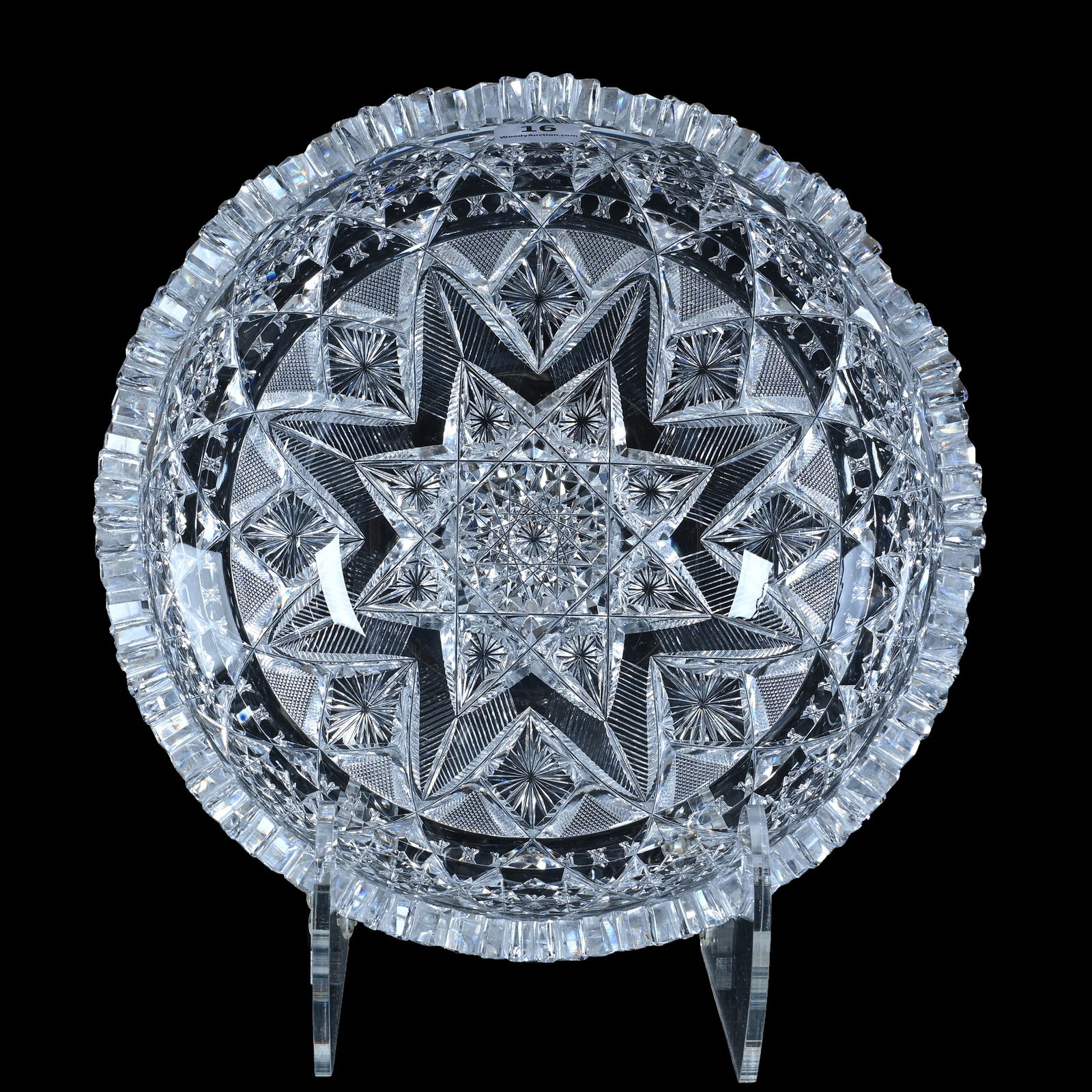 Bowl, American Brilliant Cut Glass, Signed J. Hoare, Marquis Variation Pattern (1 of 3)