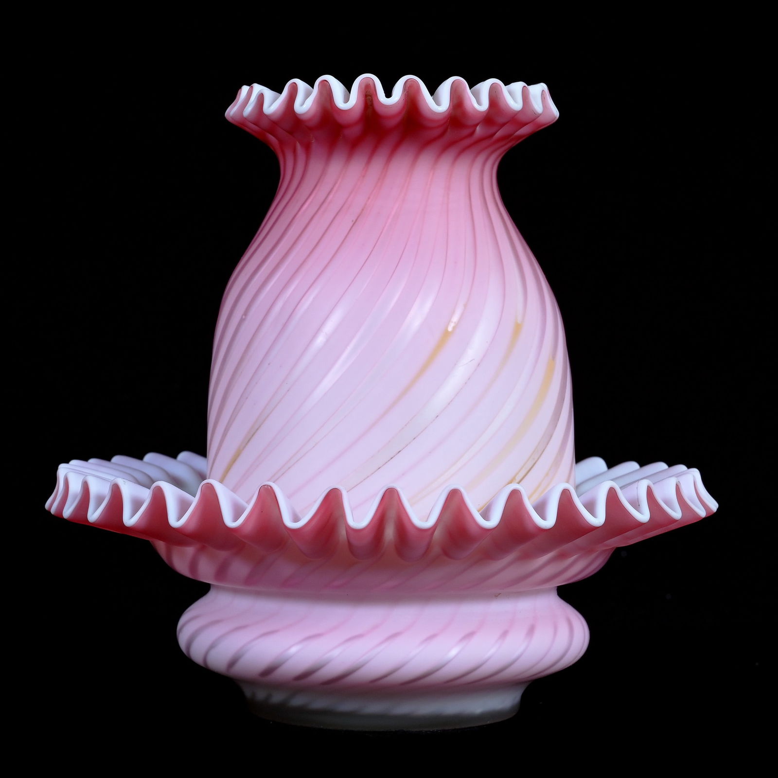 Fairy Lamp, Pink Satin Mother Of Pearl, Swirl Pattern, Clear Clarke Insert (1 of 3)