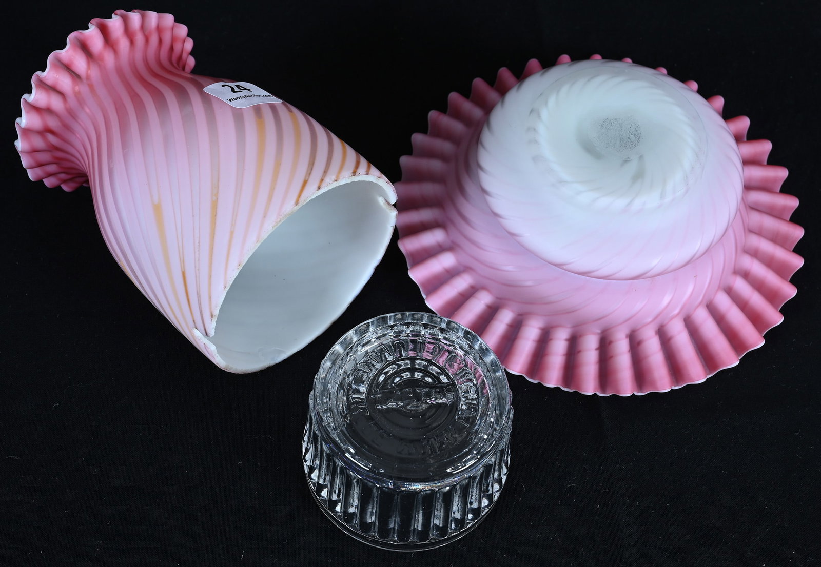 Fairy Lamp, Pink Satin Mother Of Pearl, Swirl Pattern, Clear Clarke Insert - 3