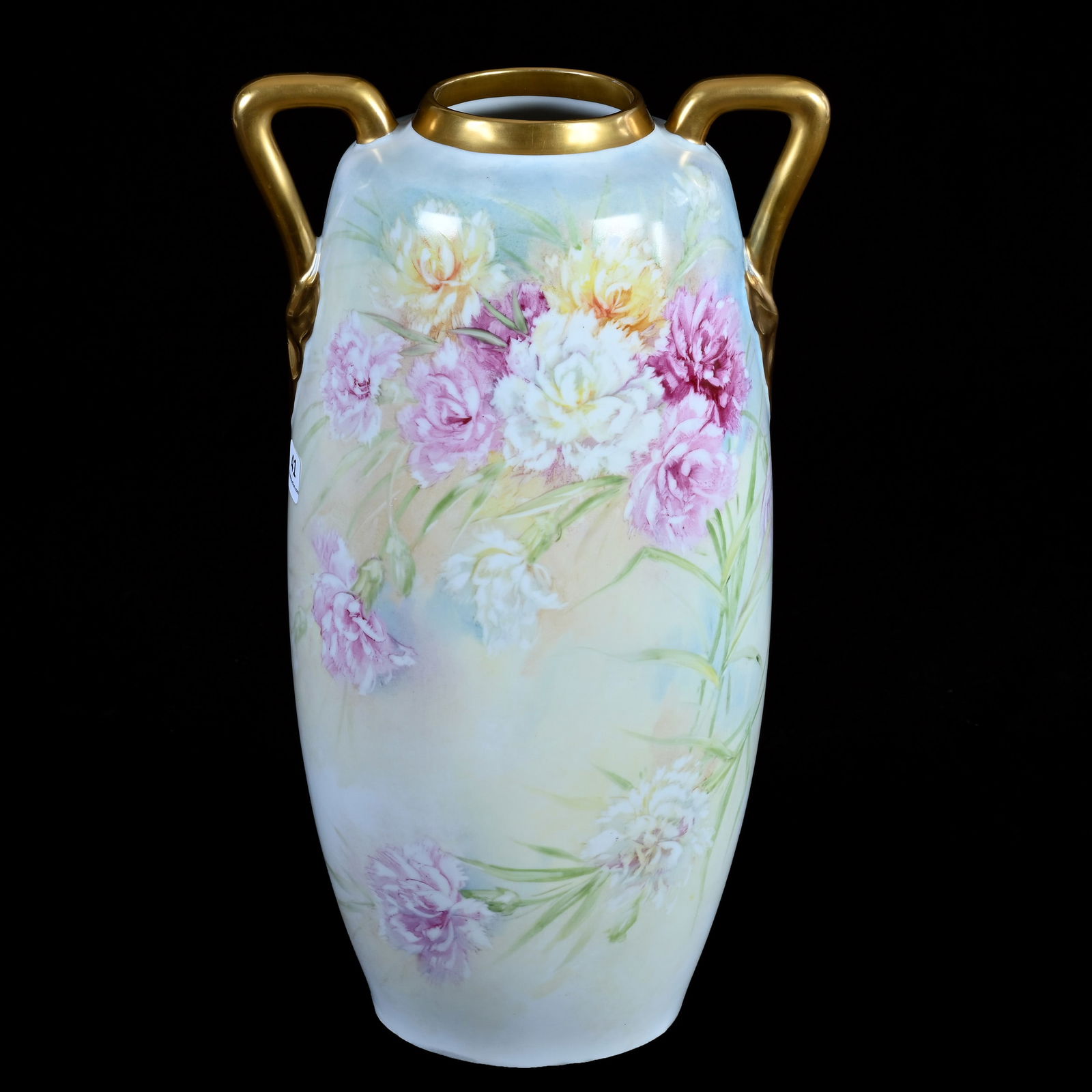 Two Handled Vase, Marked Royal Austria, Hand Painted Pastel Floral Decor With Gold Trim (1 of 4)