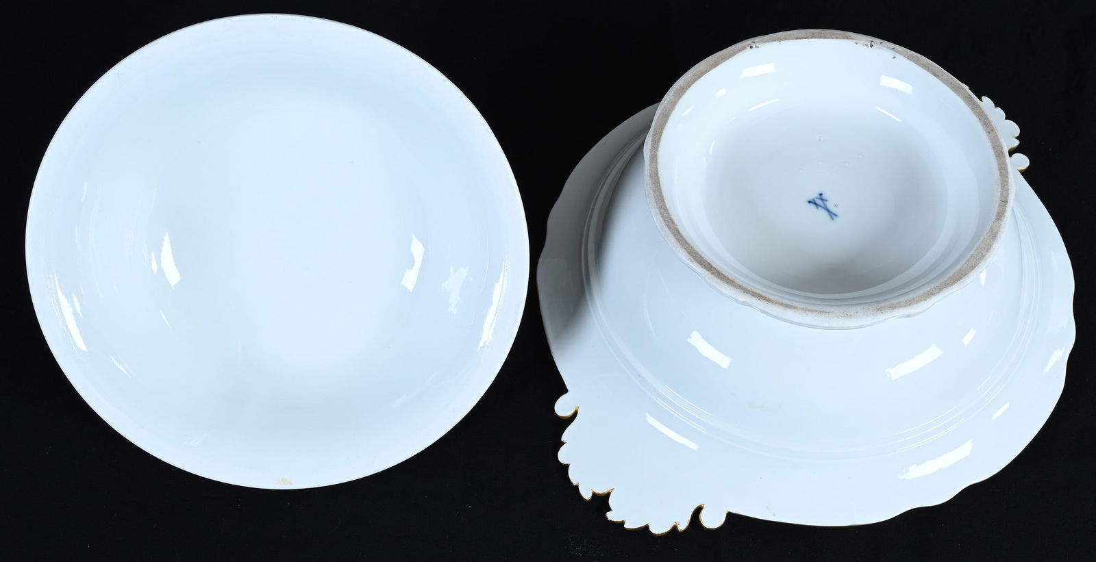 Covered Casserole, Meissen Blue Swords Mark, White With Colorful Scattered Floral Decor - 3