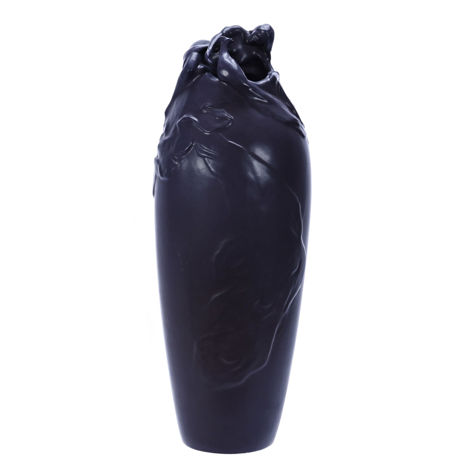 Vase Marked Van Briggle Art Pottery Limited Edition, #26 Of 150, Morning Caress, Dark Lilac Matte: Vase Marked Van Briggle Art Pottery Limited Edition, #26 Of 150, Morning Caress, Dark Lilac Matte Finish, 19 x 6.75 x 6.75 Inches, Dated 2009, 10.2 Pounds, Darrell and Sandy Shulte Collection, Kansas.