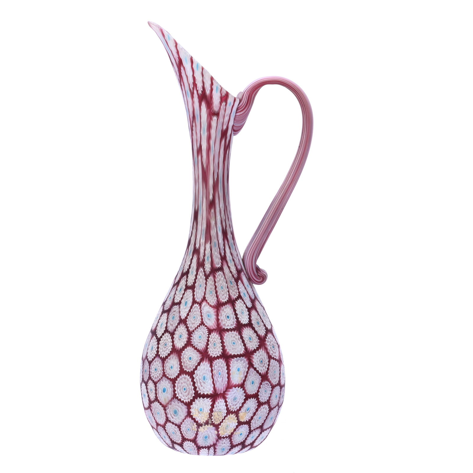 Ewer, Millefiori Art Glass - Lavender And White With Blue Spot Centers (1 of 3)