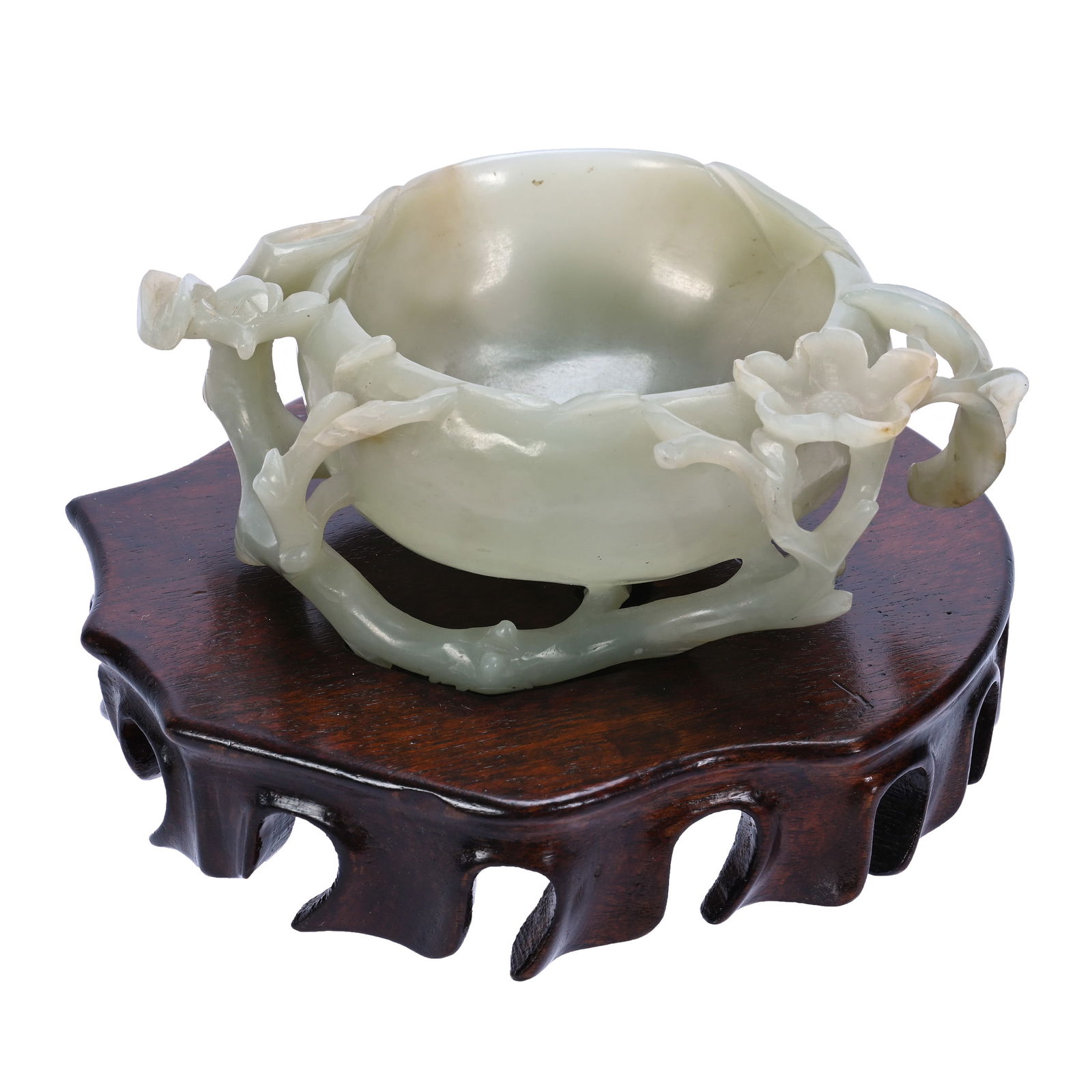 Bowl, Celadon Carved Jade Lotus Blossom Design (1 of 3)