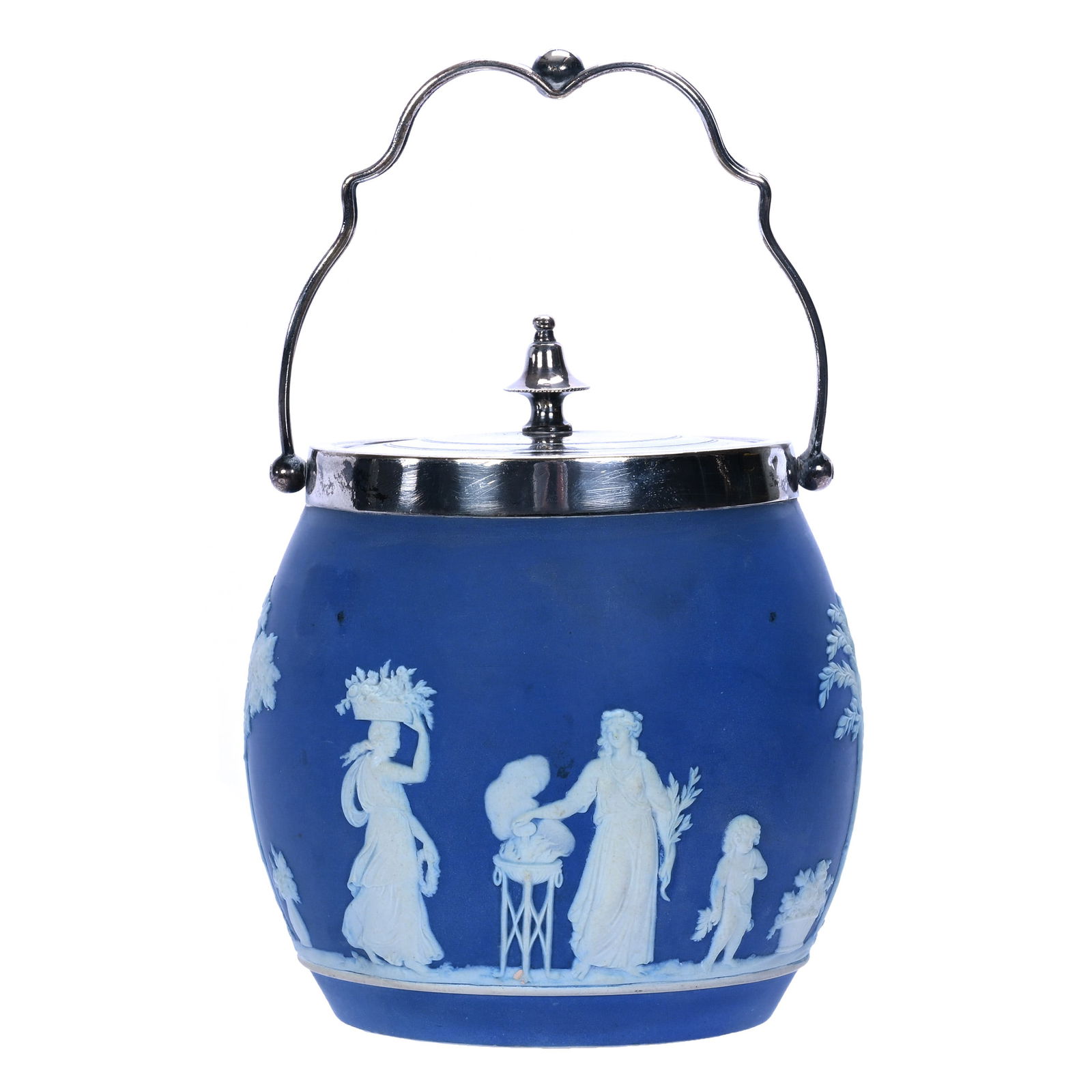 Biscuit Jar, Marked Wedgwood, Classic Blue And White (1 of 5)