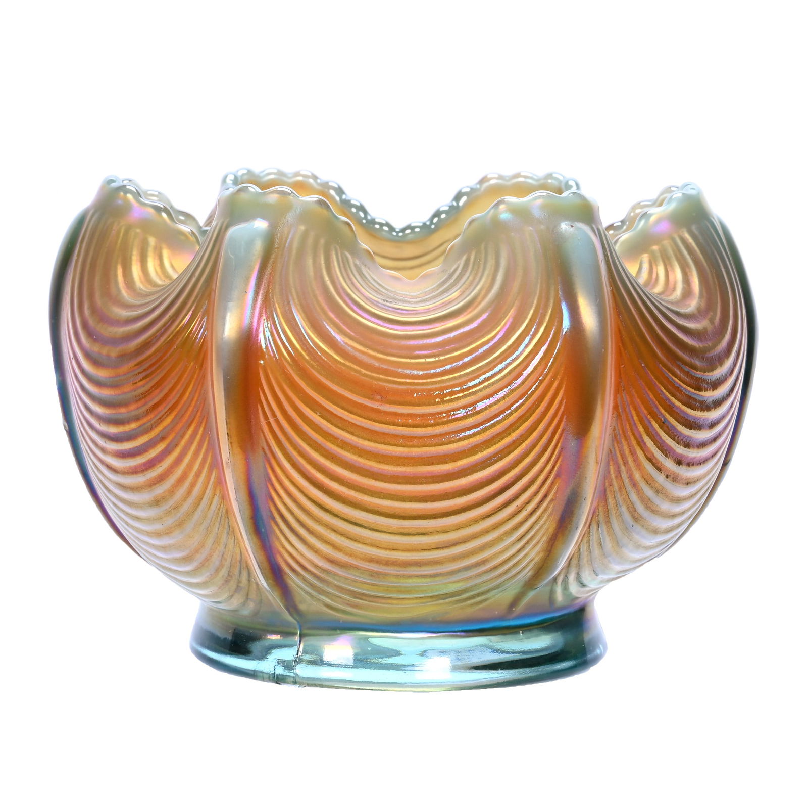 Rose Bowl, Carnival Glass, Drapery Pattern By Northwood (1 of 3)