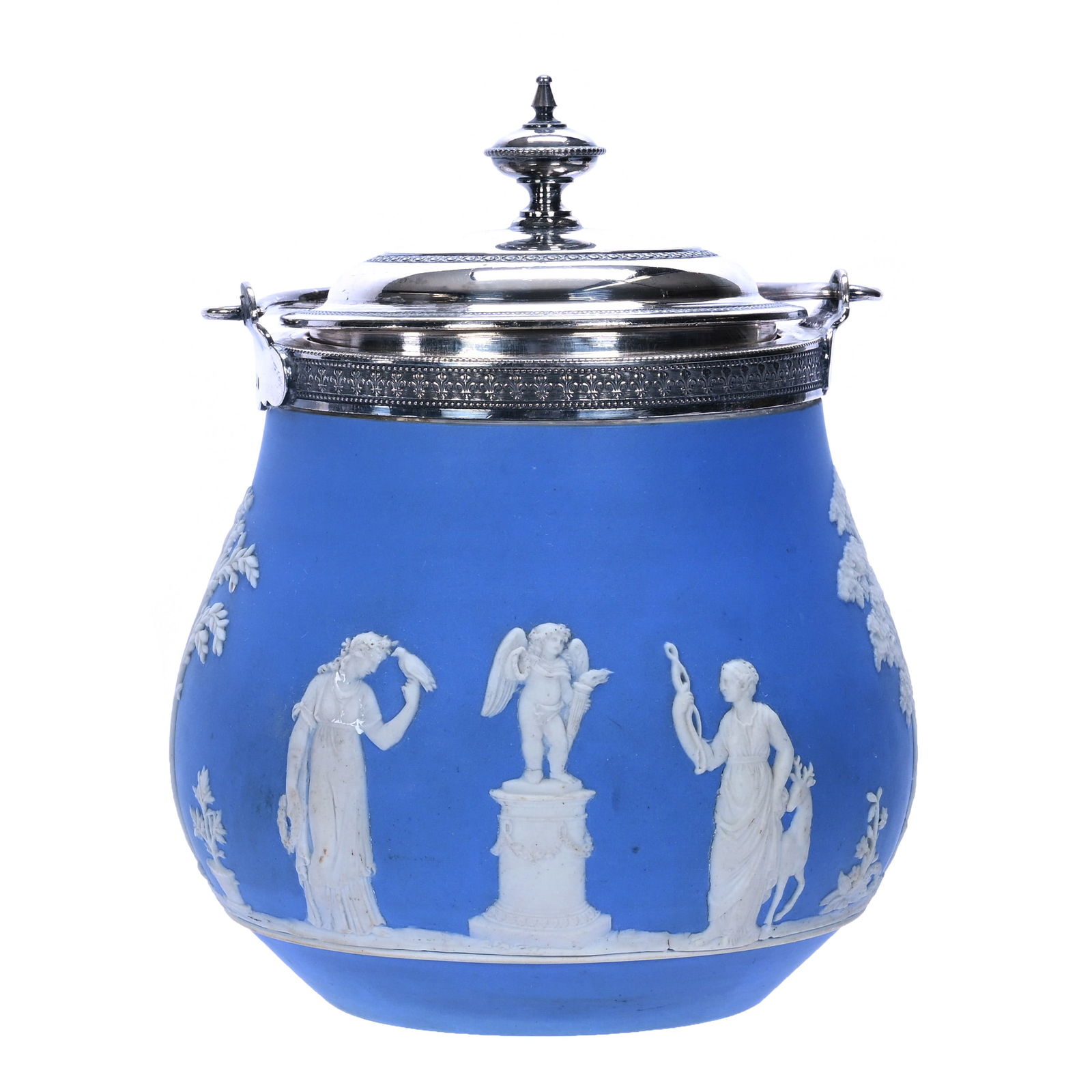 Biscuit Jar, Marked Wedgwood, Classic Blue And White (1 of 4)
