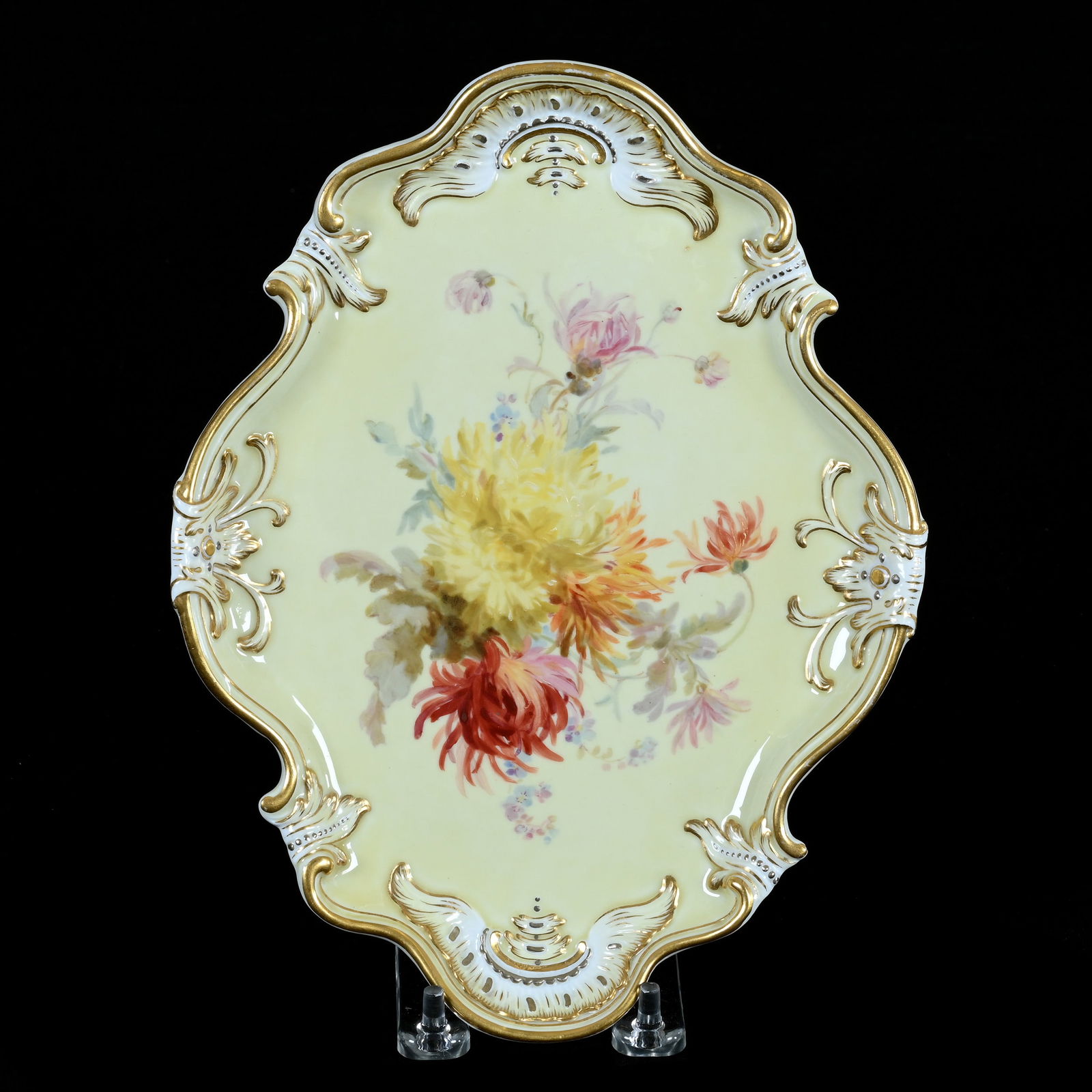 Tray, Meissen Blue Crossed Swords Mark, Braunsdorf Flower Decor (1 of 2)