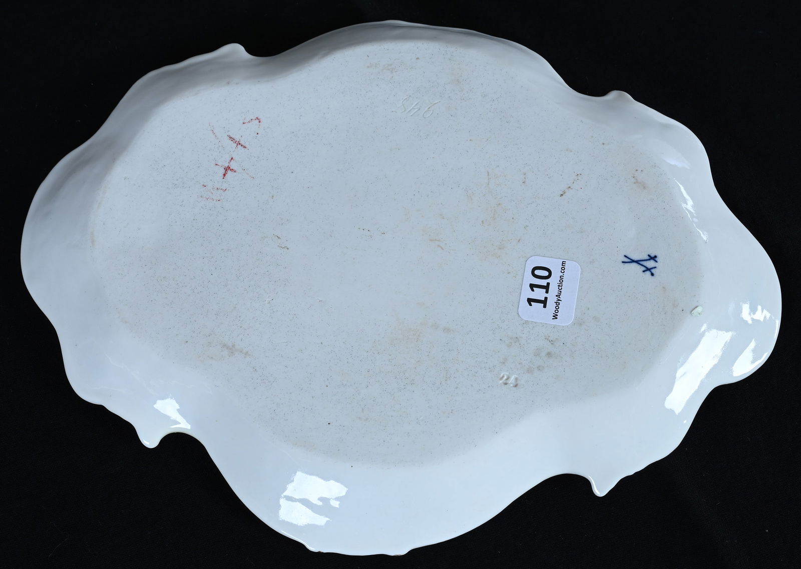 Tray, Meissen Blue Crossed Swords Mark, Braunsdorf Flower Decor - 2