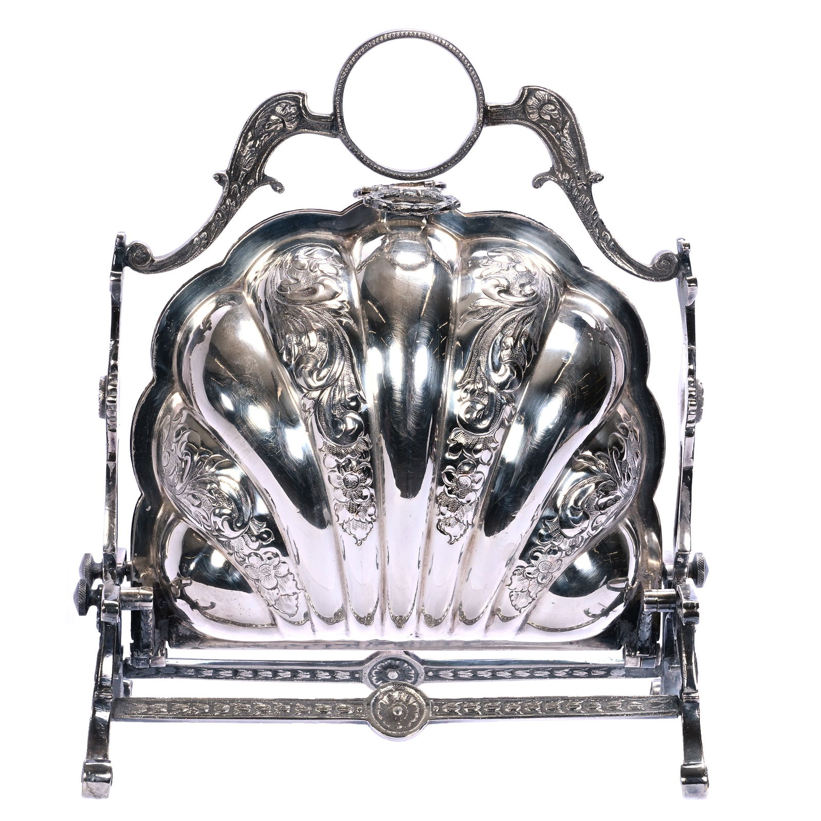 Victorian Silverplate Biscuit Box (Bun Warmer), Folding Clam Shell Design (1 of 4)