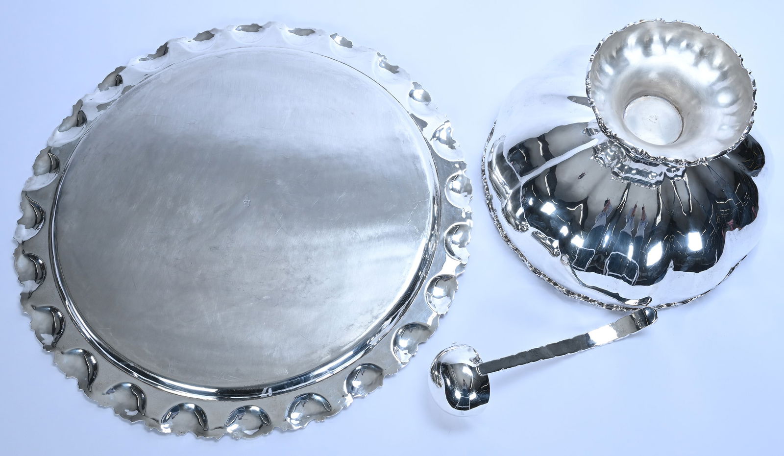 Three Piece Punch Set, Solid Sterling Silver, Marked Juvento Lopez Reyes - 4