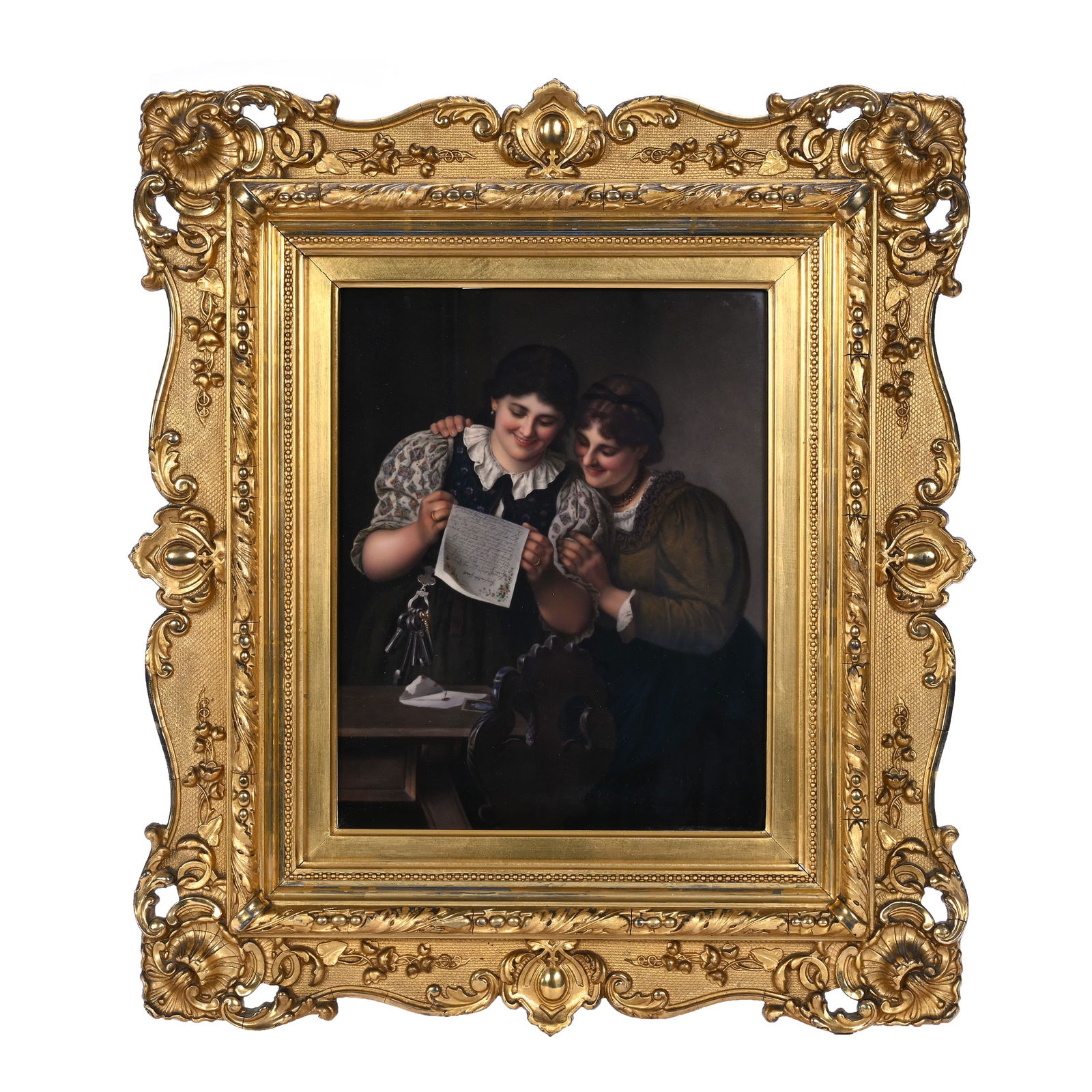 Framed KPM Porcelain Plaque, Hand Painted Scene (1 of 3)